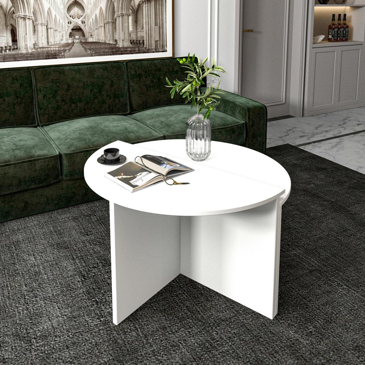 COUCHTISCHSET DOLUNAY COUCHTISCH - Weiss, Design, Holzwerkstoff - Livetastic