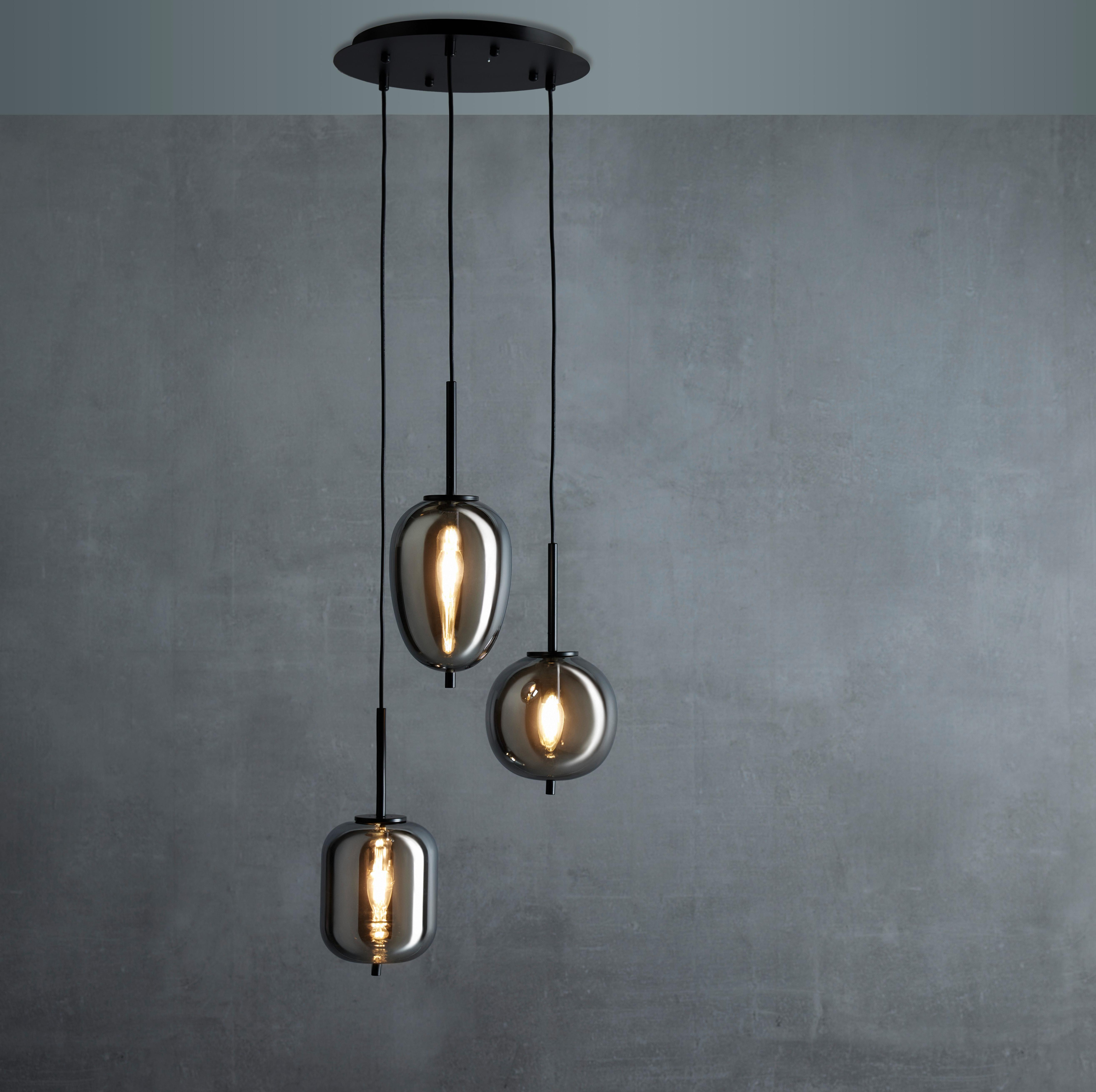Hängeleuchte Jeanette in Schwarz max. 40 Watt - Schwarz, MODERN, Glas/Metall (40/120cm) - Premium Living