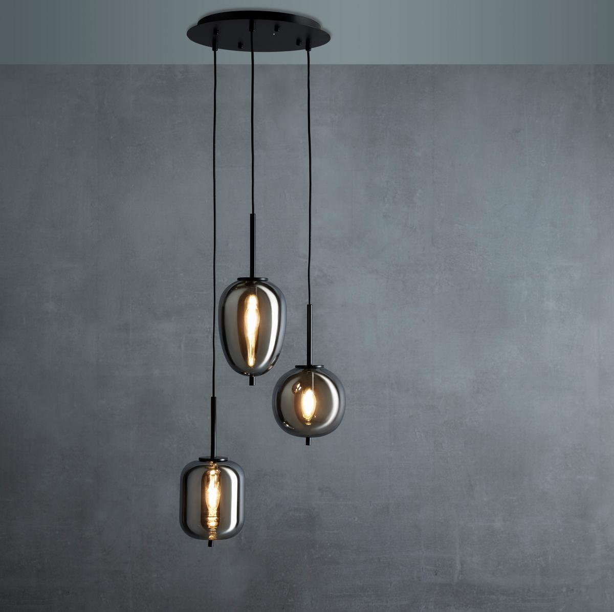 Hängeleuchte Jeanette in Schwarz max. 40 Watt - Schwarz, MODERN, Glas/Metall (40/120cm) - Premium Living