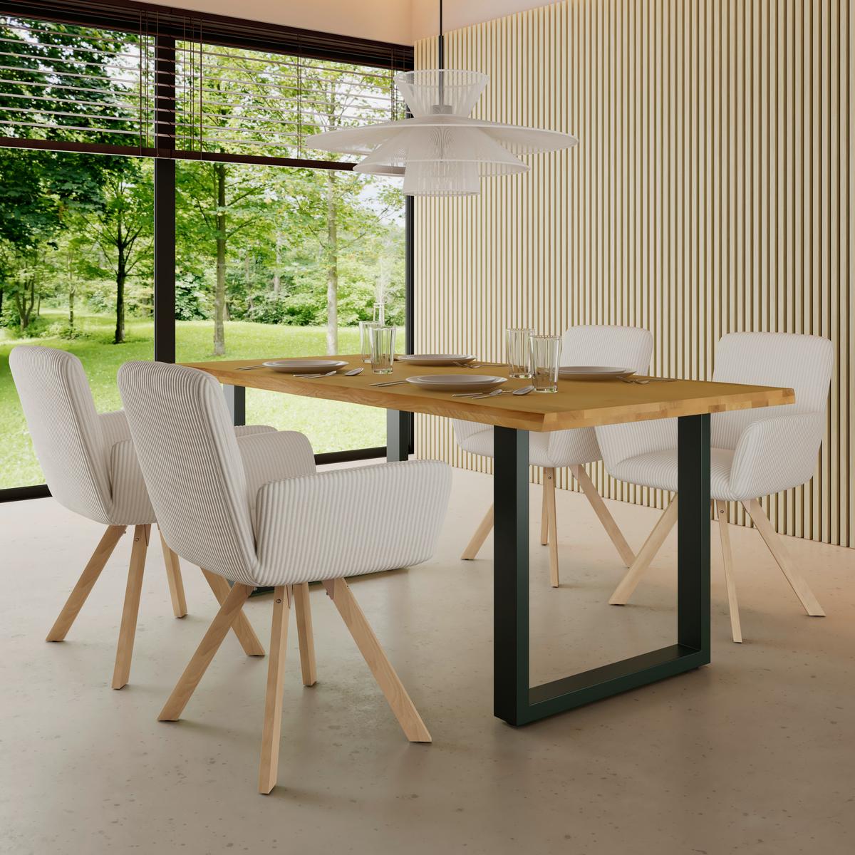 Armlehnstuhl Mairo Creme Cord Gepolstert - Buchefarben/Creme, MODERN, Holz/Textil (66cm) - Bessagi Home