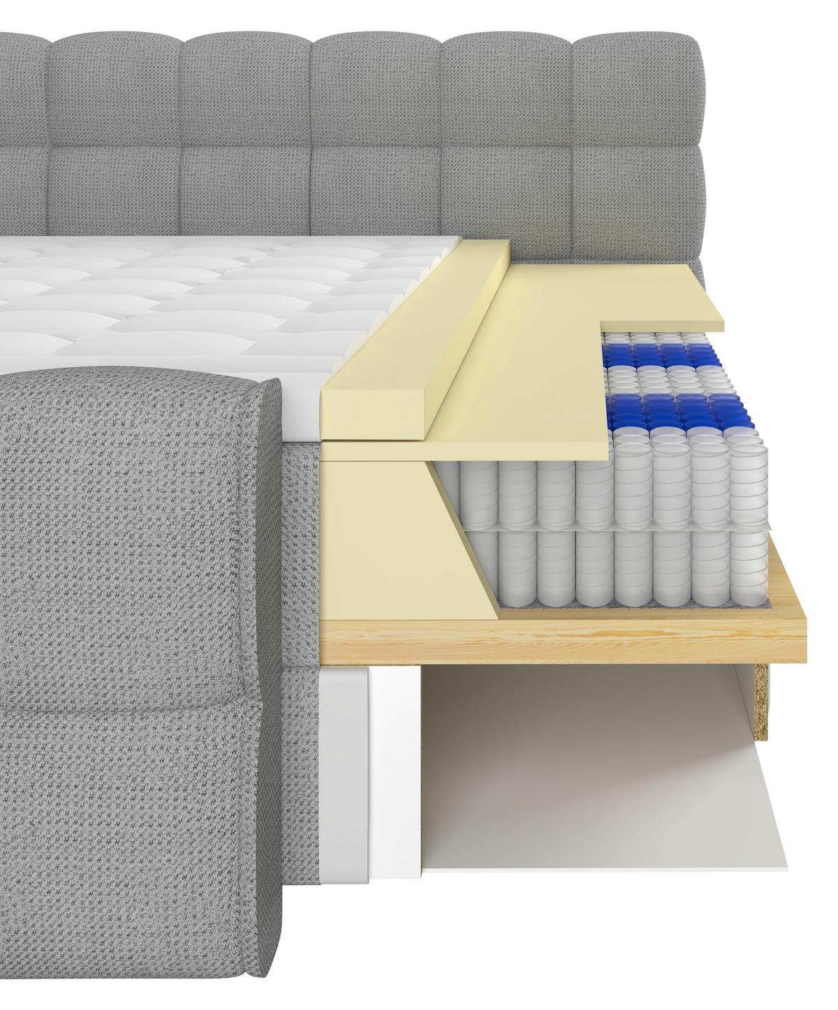 Boxspring Krevet Brisbane - svijetlo siva/crna, Trend, drvni materijal/drvo (180/200cm) - Premium Living