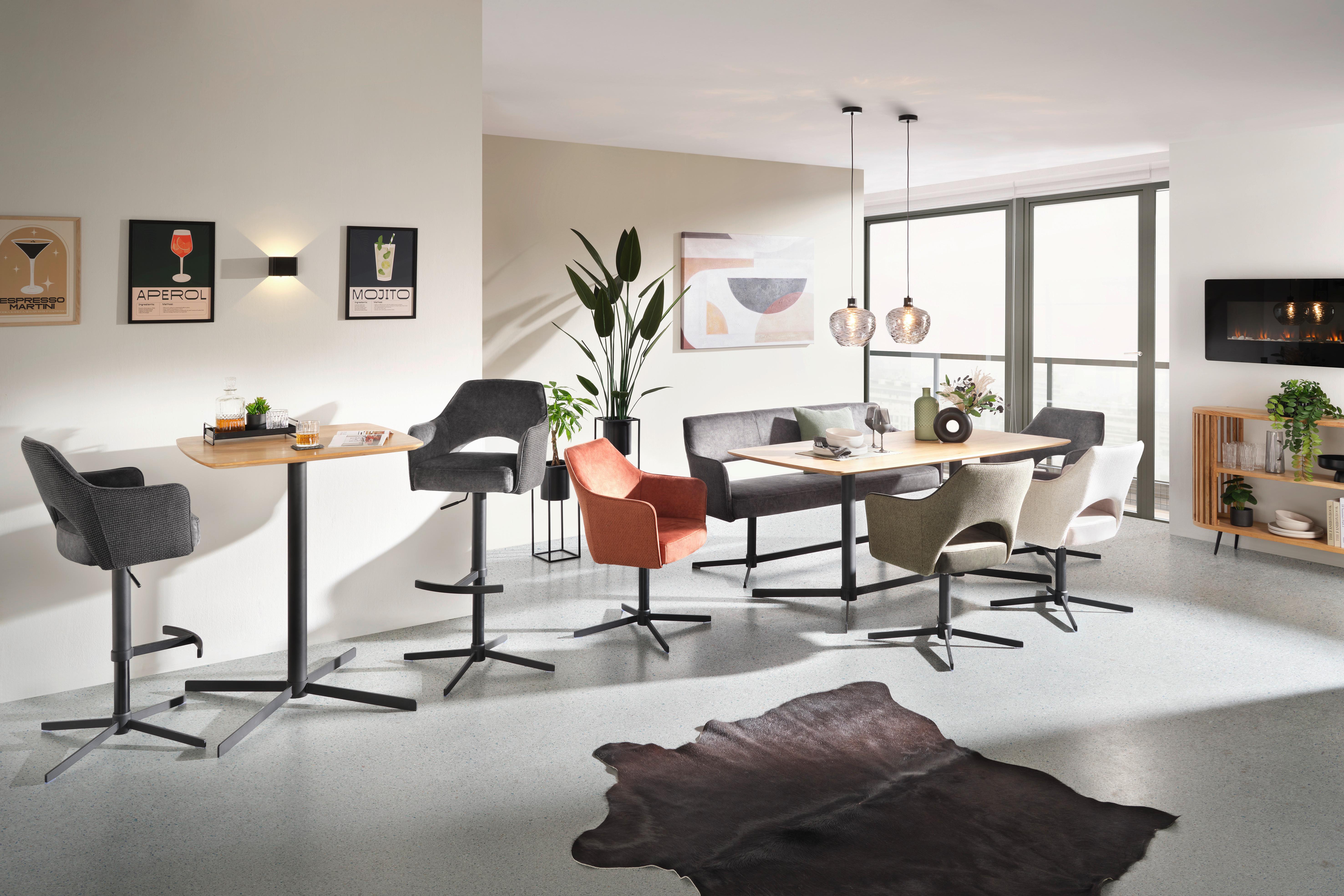 STOL MED ARMSTÖD VALLETTA - svart/rostfärgad, Klassisk, metall/textil (61/85/60cm) - Premium Living