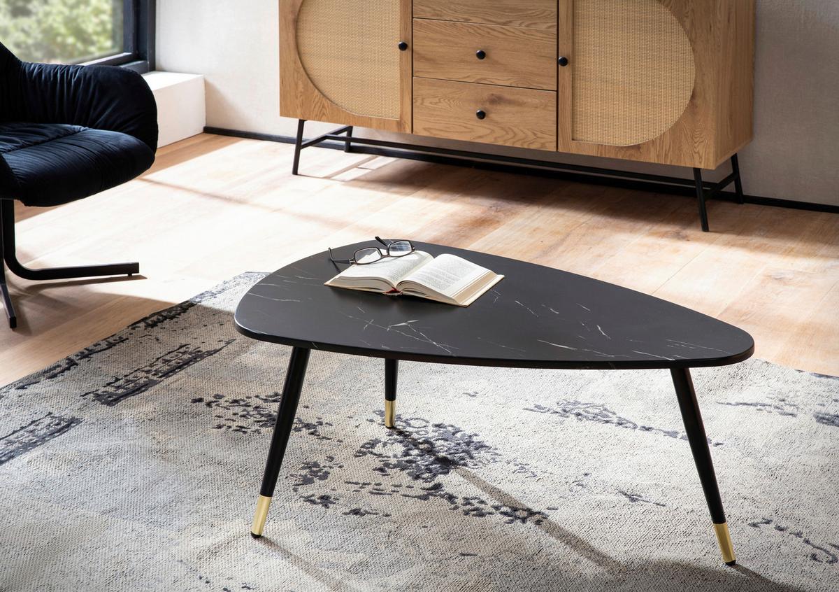 COUCHTISCH WL6.870 - Goldfarben/Schwarz, Design, Holzwerkstoff/Metall (90/60/41cm) - MID.YOU