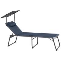 Campingliege klappbar + Nackenkissen - Anthrazit/Dunkelblau, KONVENTIONELL, Textil/Metall (69/43/200cm) - Siena Garden