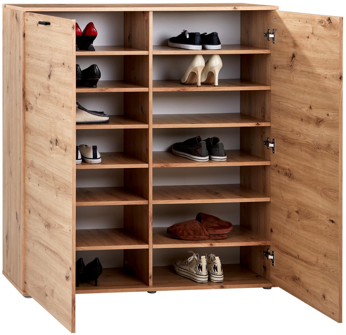 Ormarić Za Cipele Boot 2 - boje hrasta/crna, Moderno, drvni materijal/plastika (120/125/37cm) - Modern Living