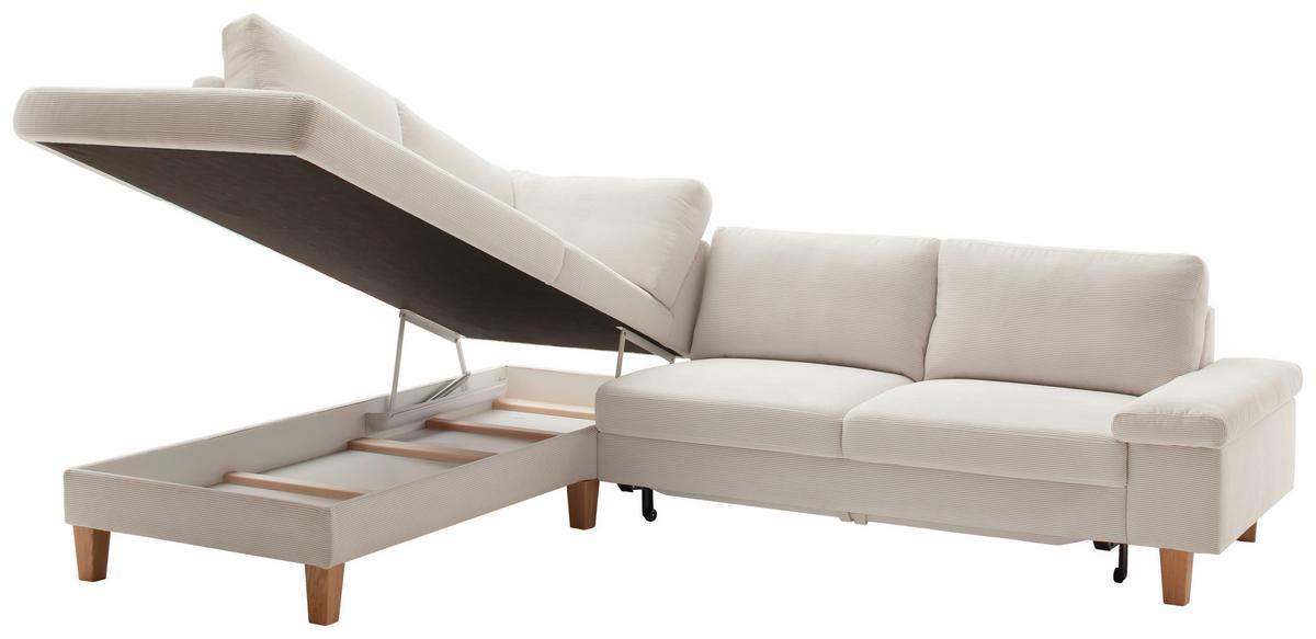 Wohnlandschaft Corvara 2.0 - Weiss/Eichefarben, Konventionell, Holz/Holzwerkstoff (220/86/286cm) - Premium Living