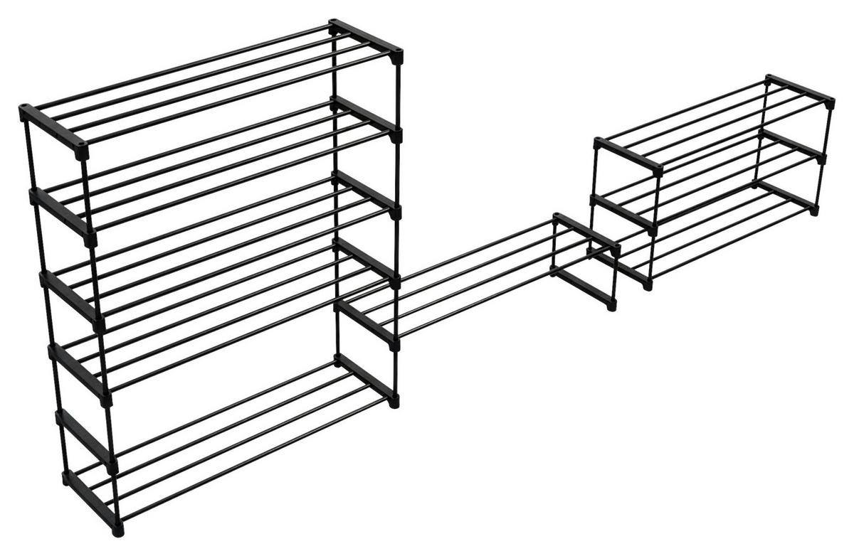 Etajeră încălțăminte GRANDO - negru, Konventionell, plastic/metal (94/194/30cm) - Based