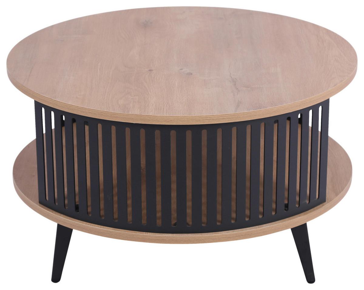 Klubska Miza Santiago, Barva Hrasta - črna/barve hrasta, Moderno, kovina/leseni material (75/44/75cm)