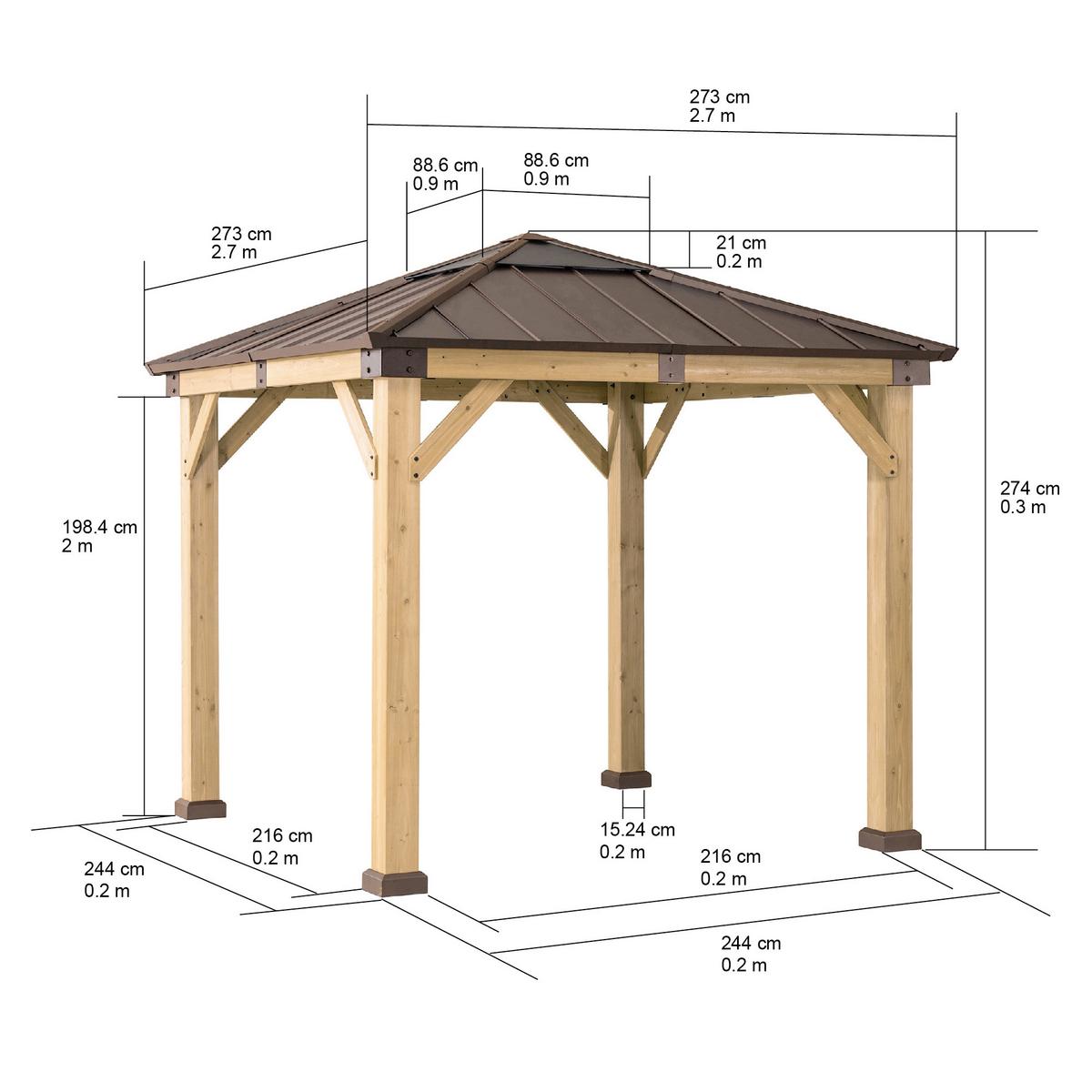 Pavillon Gazebo Rapi Braun ca. 273x274x273cm - Braun, Basics, Kunststoff/Metall (273/274/273cm)