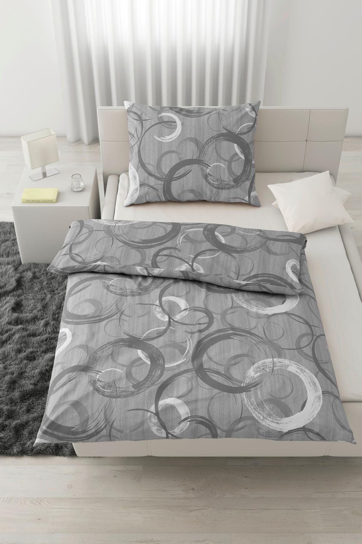 Bettwäsche New Circles Grau ca. 140x200cm - Grau, Textil (140/200cm) - Modern Living