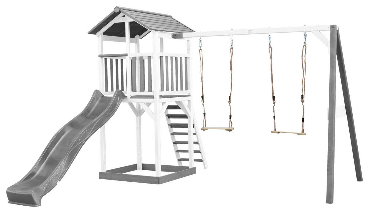 SPIELTURM A025.122.82 - Weiß/Grau, KONVENTIONELL, Holz/Kunststoff (356,6/241,9/349cm) - Ambia Garden