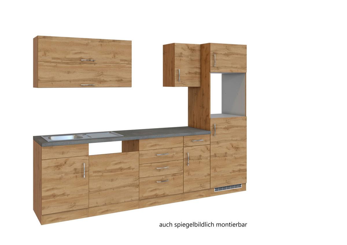 Küchenblock Sorrento ohne Geräte ca. 270 cm Eichefarben - Eichefarben/Anthrazit, MODERN, Holzwerkstoff (210/200/60cm) - Held