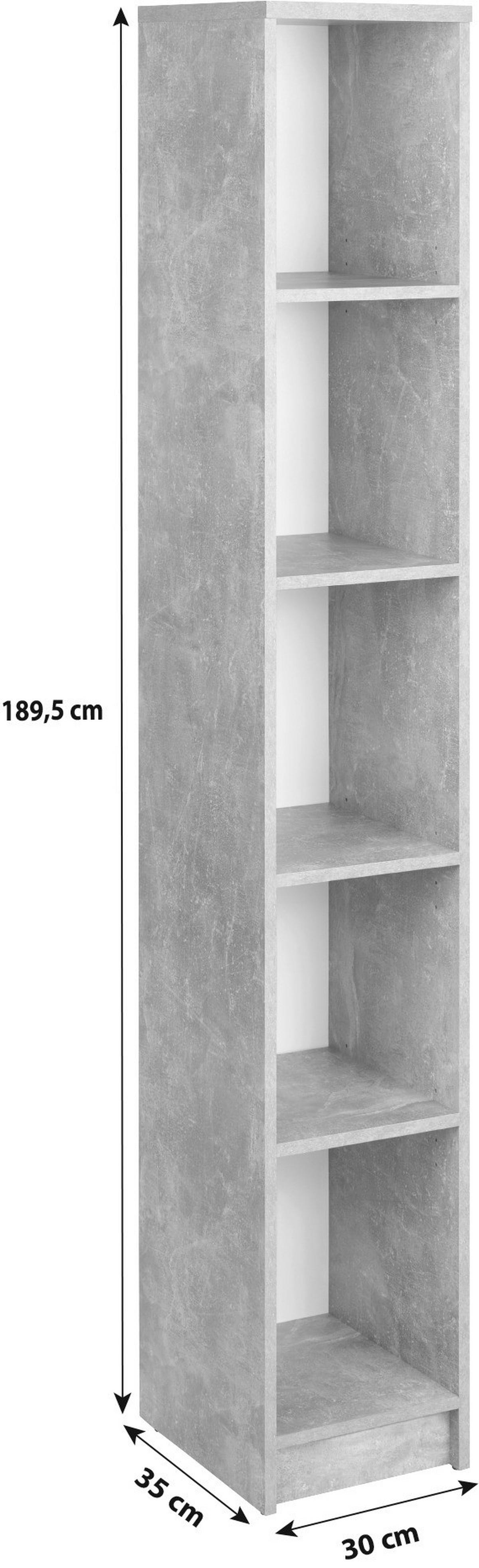 Regal 4-you New Yur06, Siva, Bela - barve kroma/siva, Moderno, umetna masa/leseni material (30/189,5/34,6cm) - Mömax