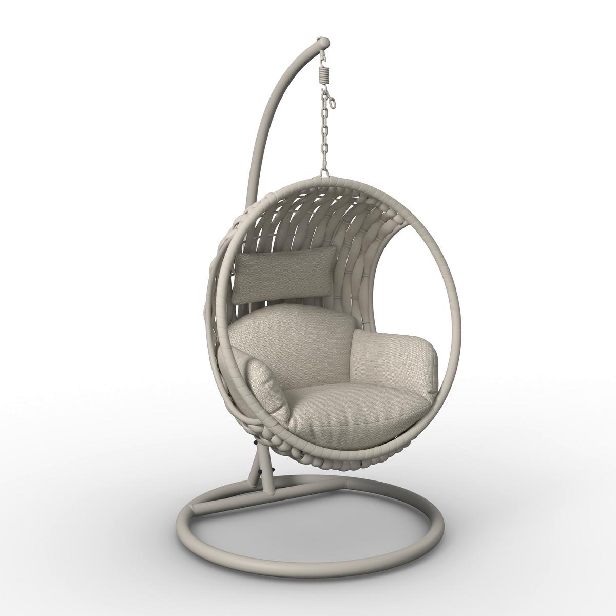 Hängesessel Mira Creme Outdoorstoff/Metall/Kunststoff - Creme, MODERN, Kunststoff/Textil (107/196/120cm) - Bessagi Garden