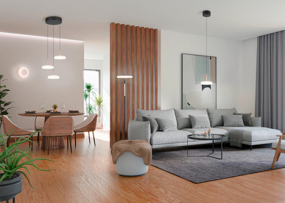 LAMPA ZWIESZANA LED 354930365 CELESTE - biały/brązowy, Design, metal/szkło (35/200cm) - Trio Leuchten