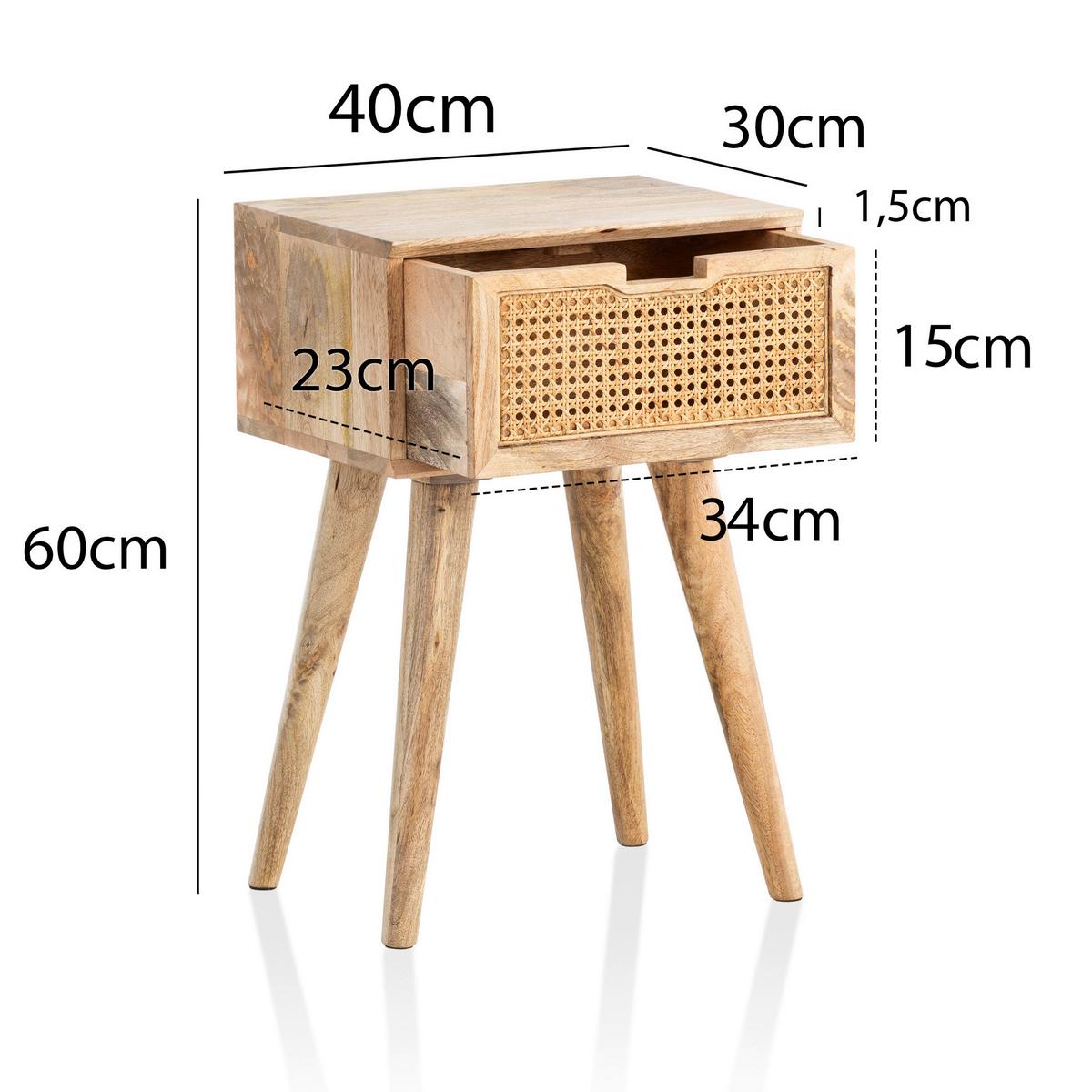 Nachttisch WL6.807 ca.40x60x30cm Mangoholz massiv - Braun/Naturfarben, LIFESTYLE, Holz (40/60/30cm) - MID.YOU