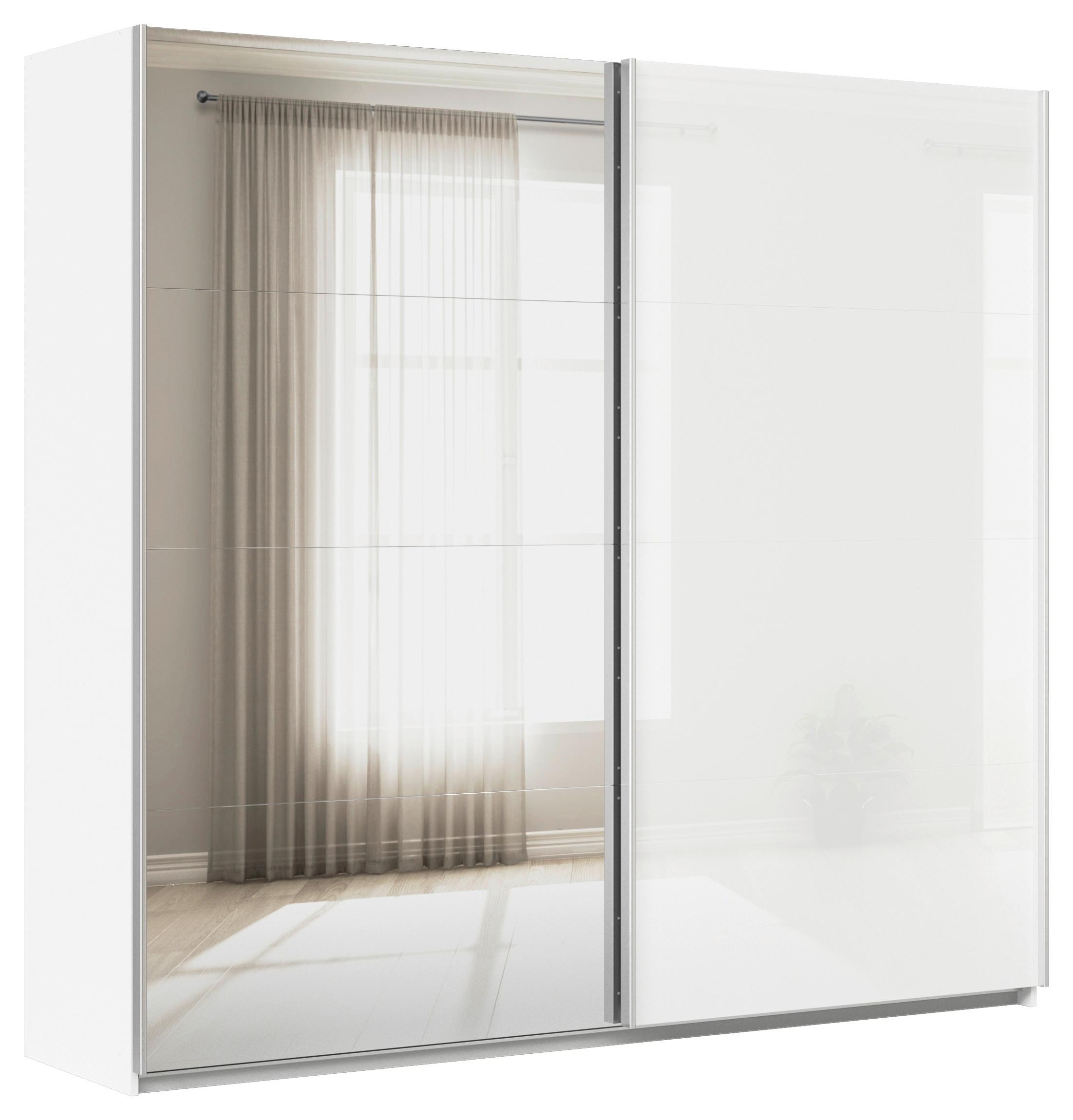 DULAP USI CULISANTE FELDKIRCH - argintiu/alb, Modern, sticlă/material pe bază de lemn (225/210/62cm)