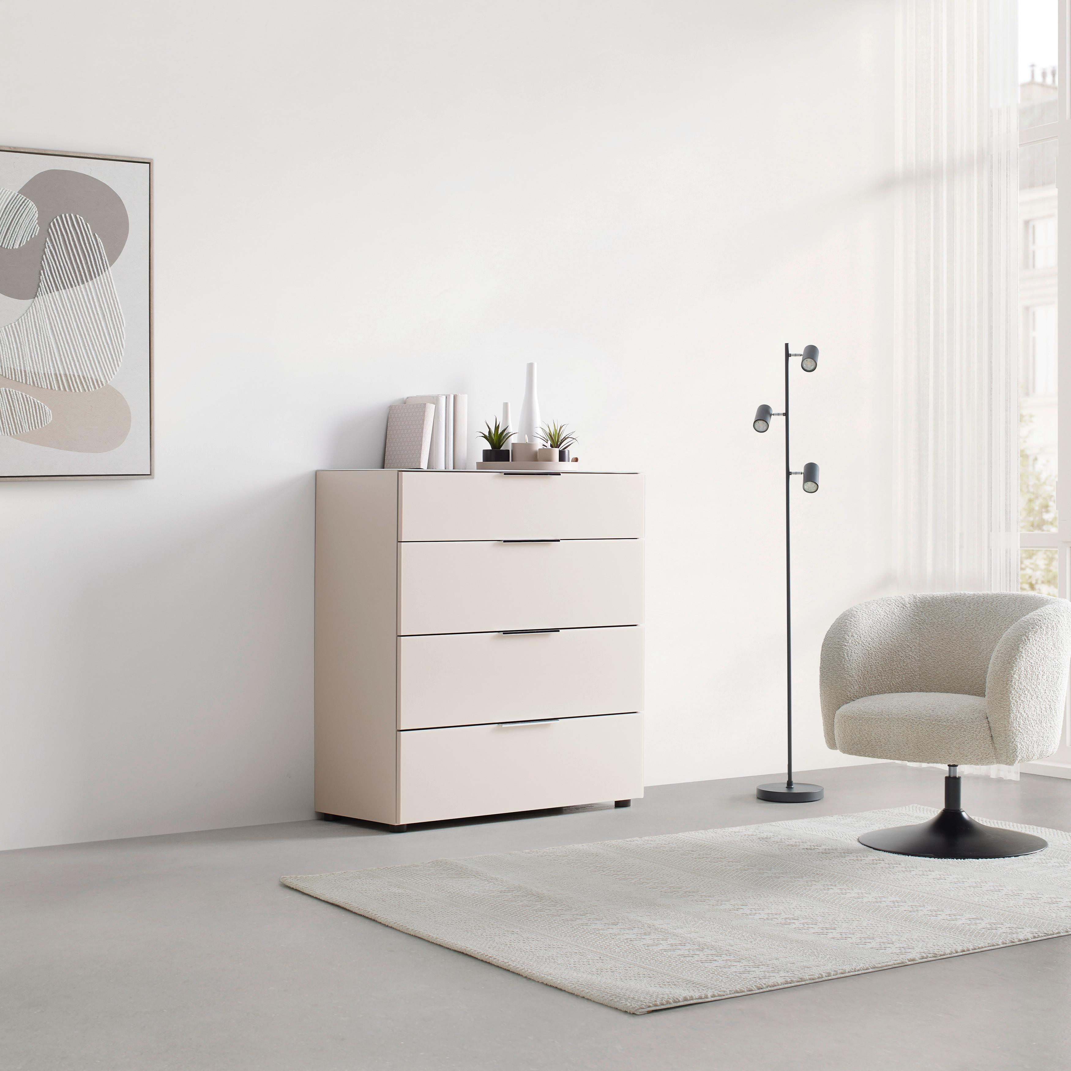 Kommode Siena Kaschmir - Chromfarben/Kaschmir, Modern, Glas/Holzwerkstoff (90/99/40cm) - Mömax