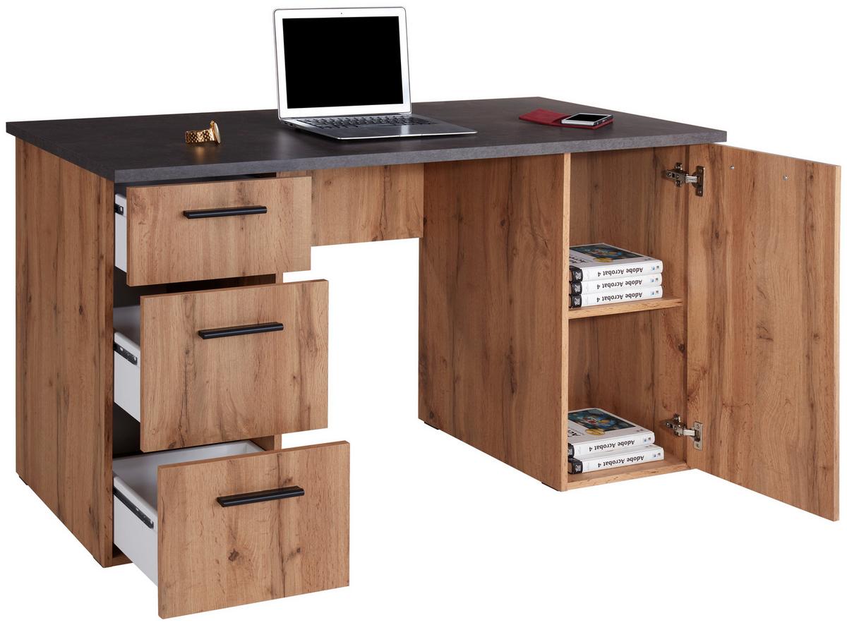 Masă de birou MX 143 - culoare lemn stejar, Modern, material pe bază de lemn (138/76/60cm) - Modern Living