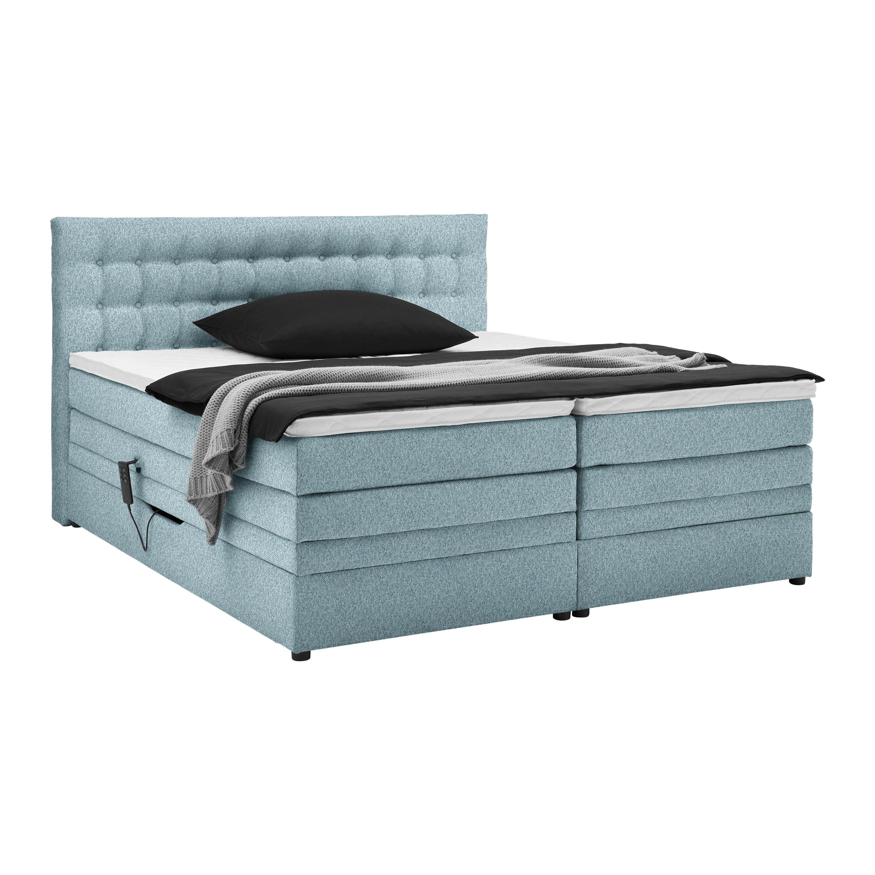 Boxspringbett Luzern Petrol ca. 180x200cm - Petrol/Schwarz, KONVENTIONELL, Kunststoff/Textil (180/200cm) - Premium Living