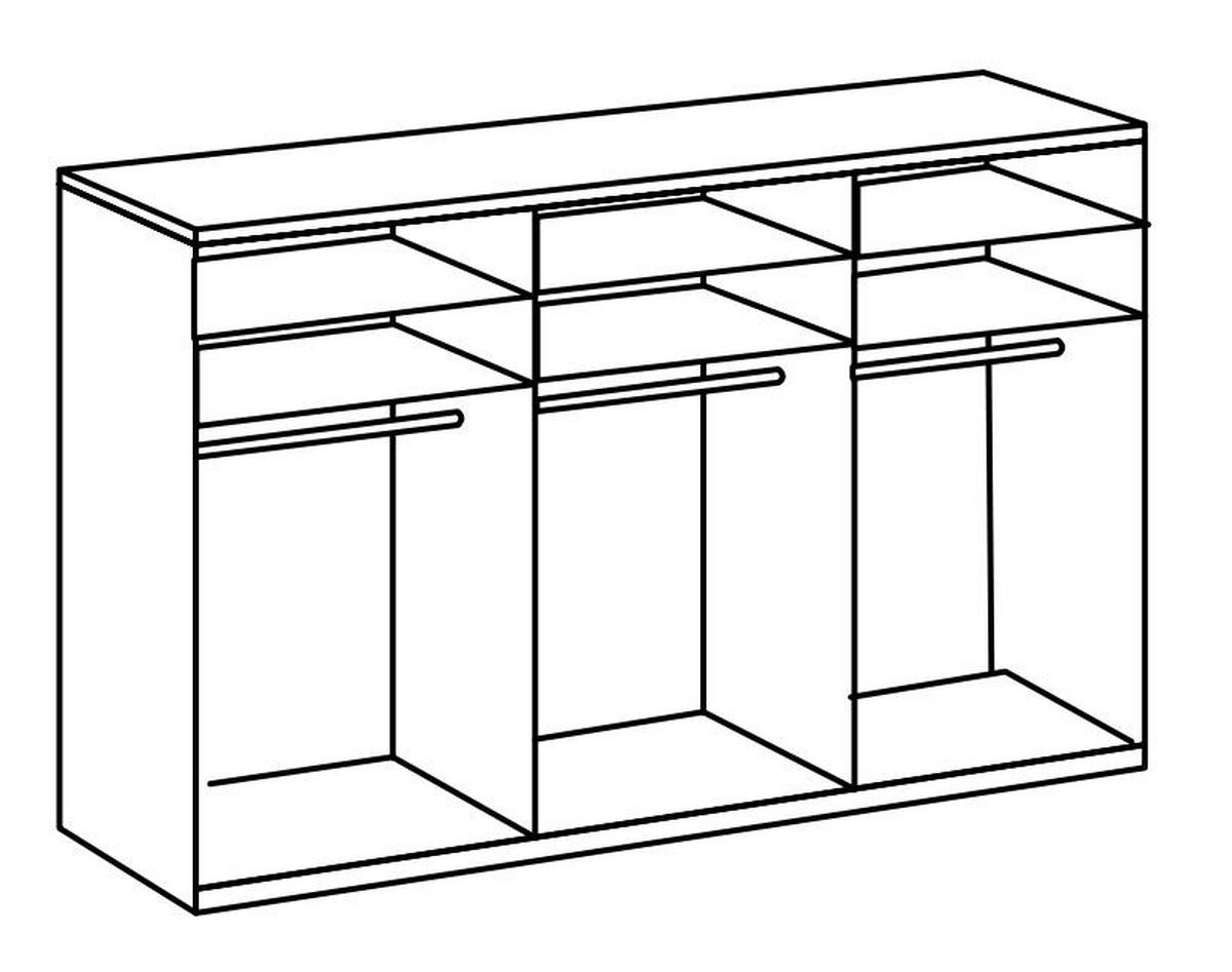 Drehtürenschrank Level 36D mit Spiegel ca. 300 cm Eiche/Weiß - Chromfarben/Eichefarben, MODERN, Holzwerkstoff/Metall (300/236/58cm) - MID.YOU