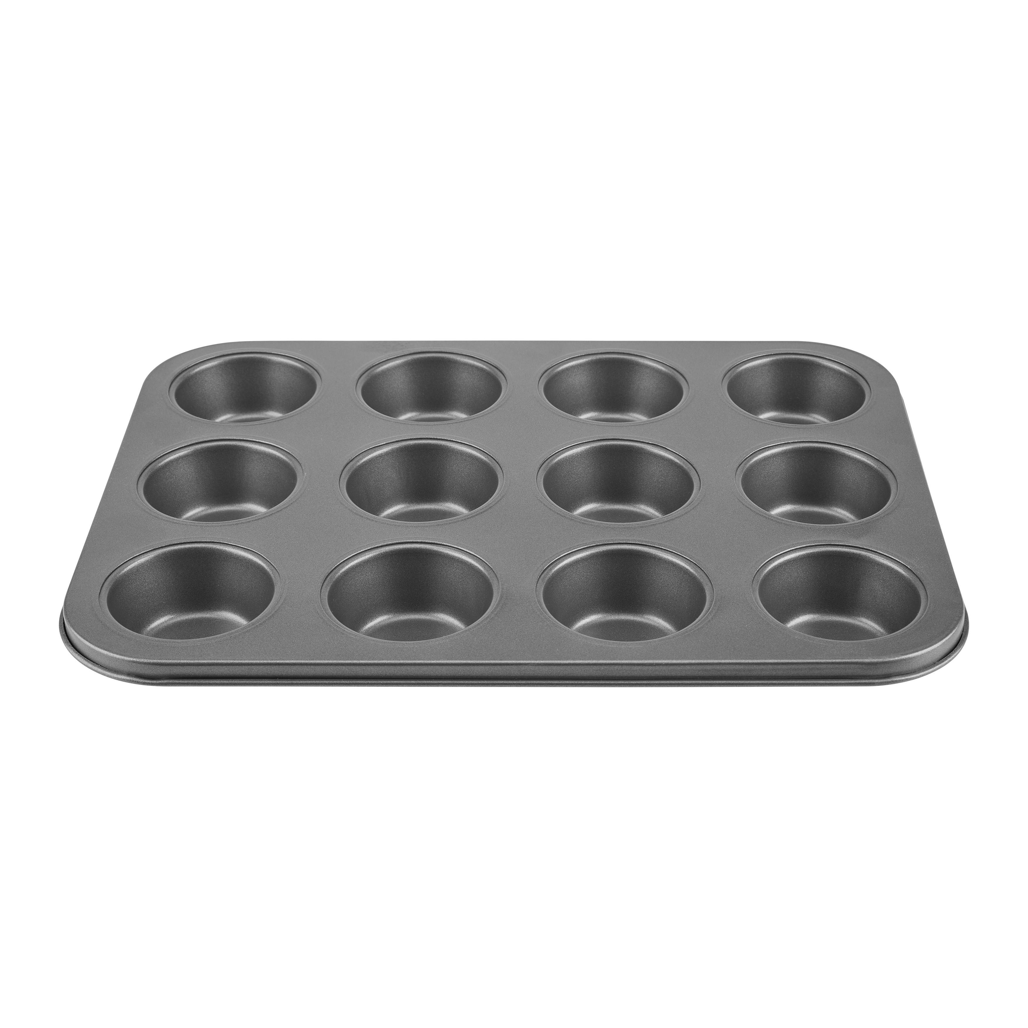MUFFINSPLÅT BAKERY - 12 - grå, Klassisk, metall (35/26,5/3cm) - Mömax