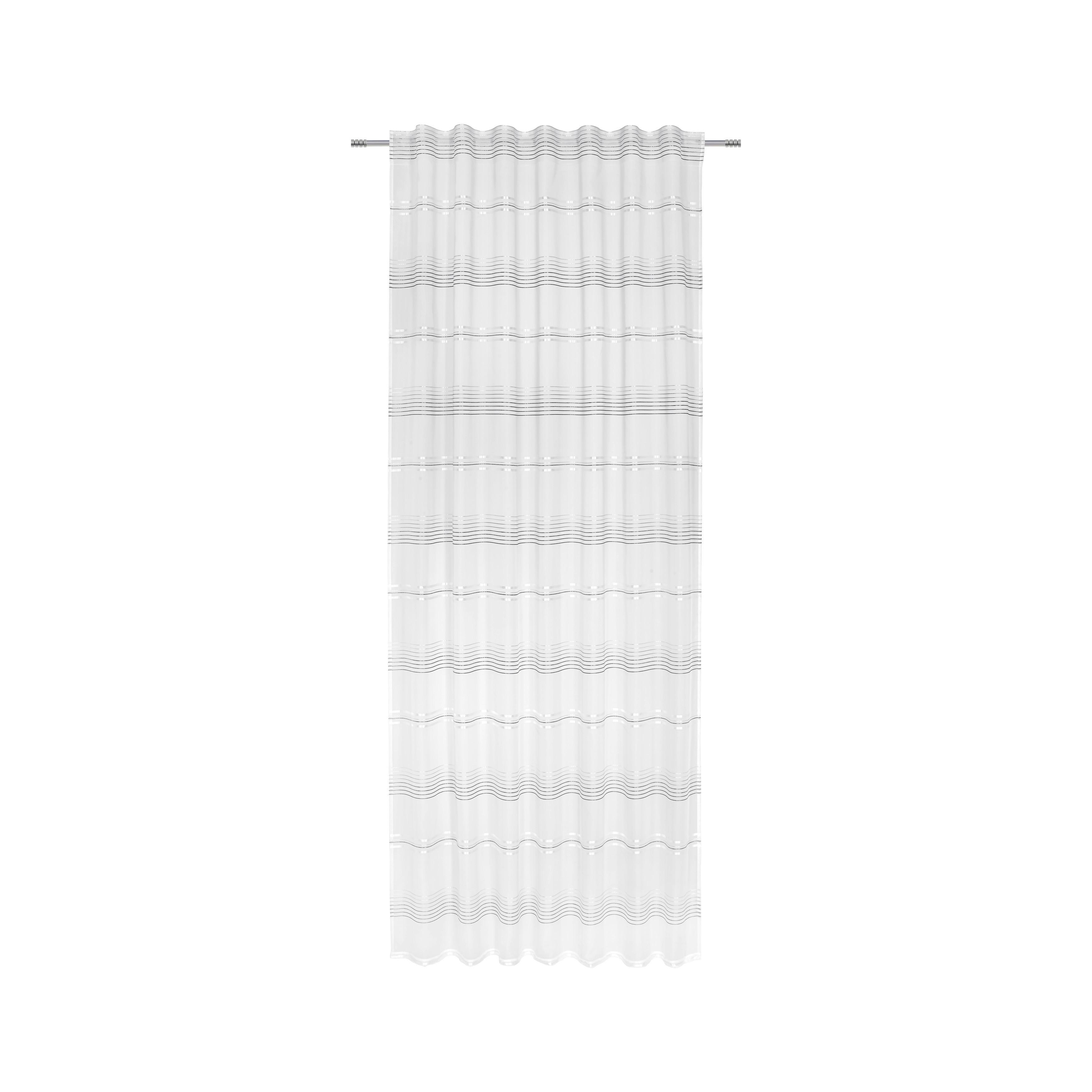 Perdea prefabricată Louis - alb/gri, Konventionell, textil (140/245cm) - Modern Living
