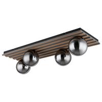 Stropna Svjetiljka Parsons - siva/smeđa, Design, staklo/drvni materijal (90/30/20cm) - Globo