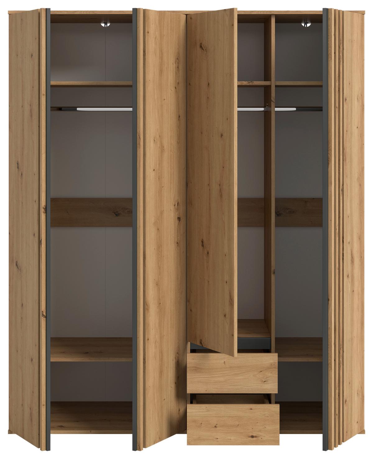 Drehtürenschrank TOFTA Eiche Artisan, Anthrazit - Anthrazit/Eiche Artisan, ROMANTIK / LANDHAUS, Holzwerkstoff (160/190/56cm) - Livetastic