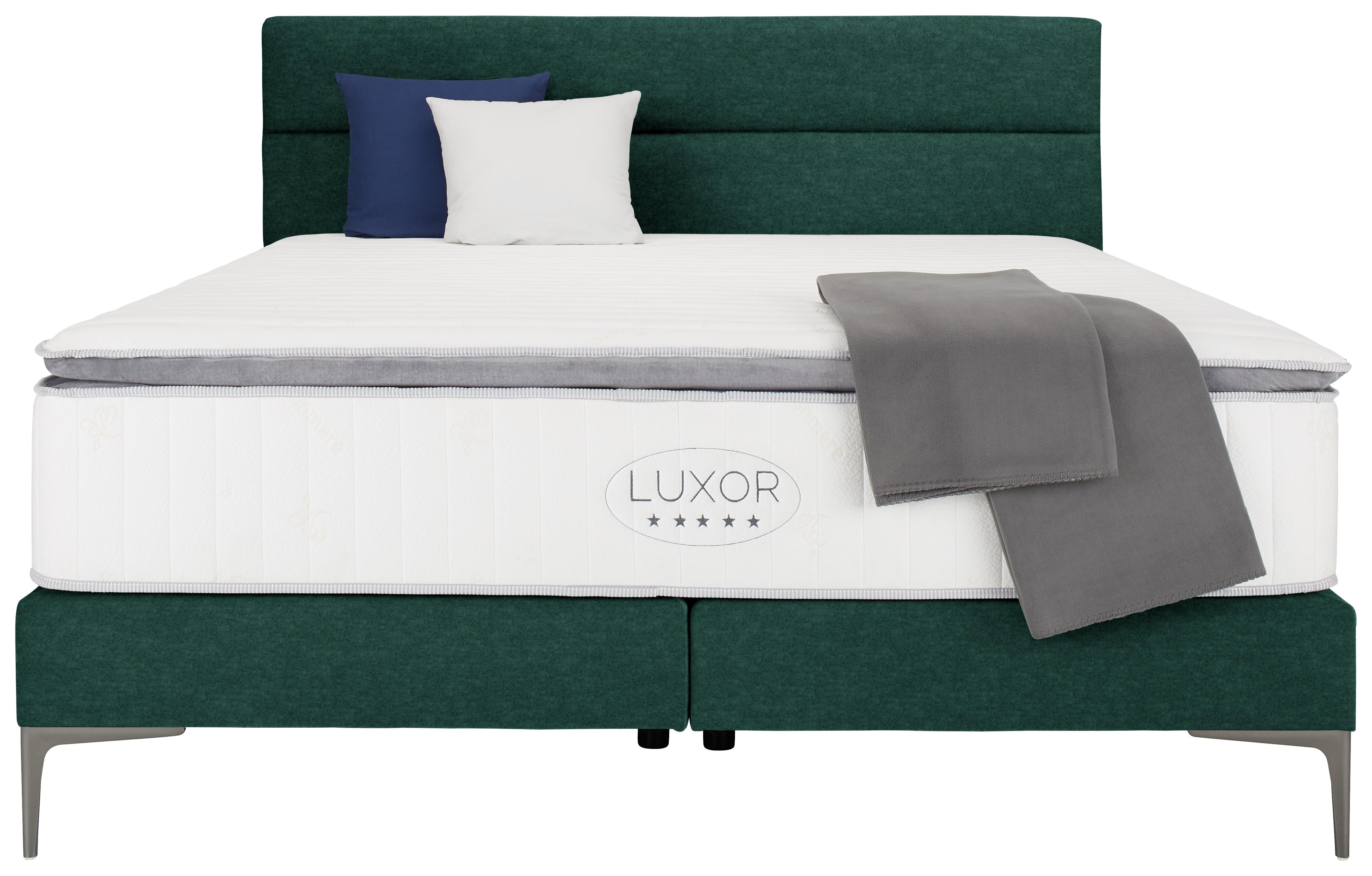 Boxspringbett ca. 180x200cm - Schwarz/Grün, KONVENTIONELL, Holz/Holzwerkstoff (180/200cm) - Premium Living