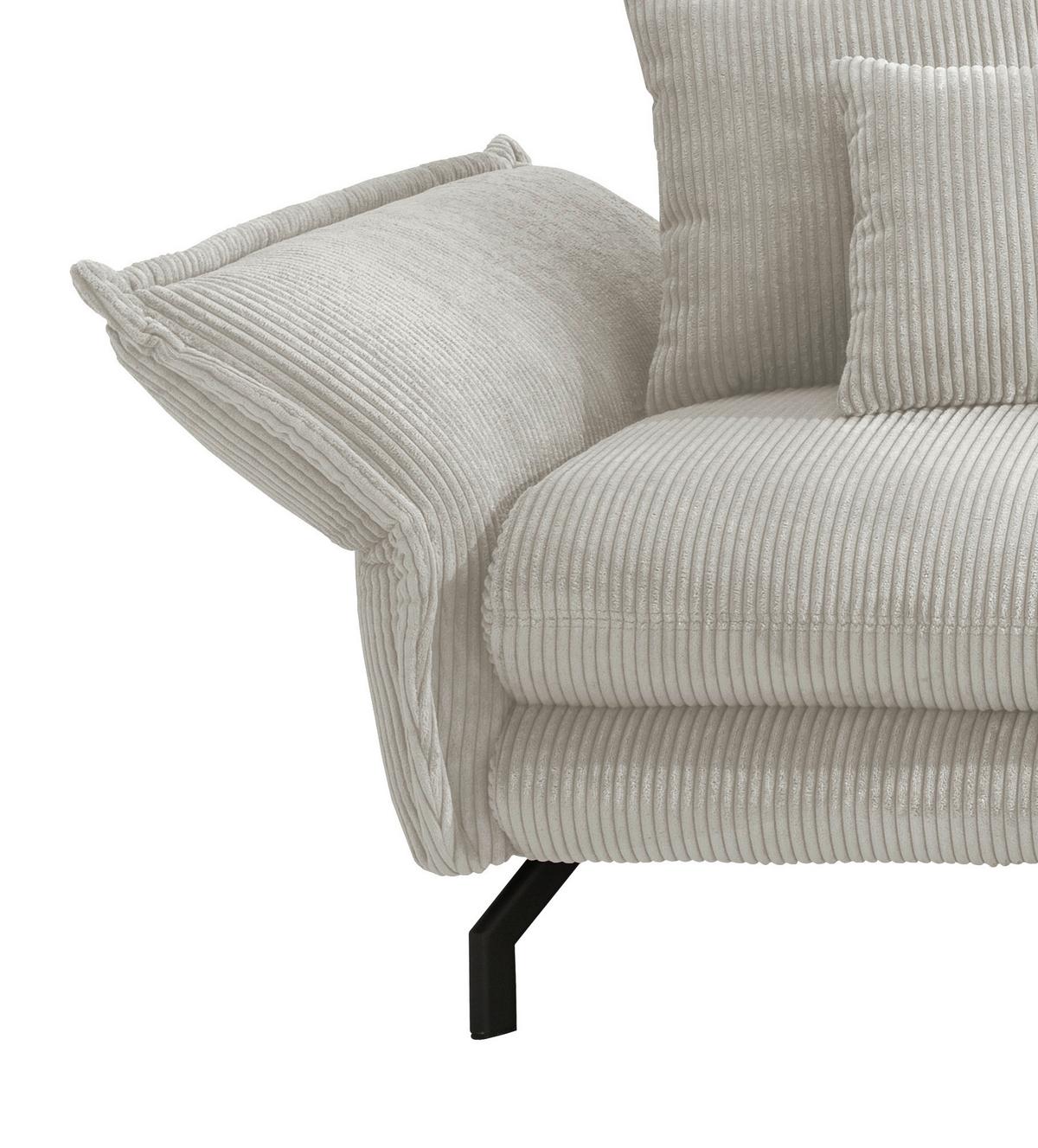 Wohnlandschaft Lava Silberfarben Cord - Silberfarben/Schwarz, MODERN, Textil/Metall (255/180cm) - Livetastic