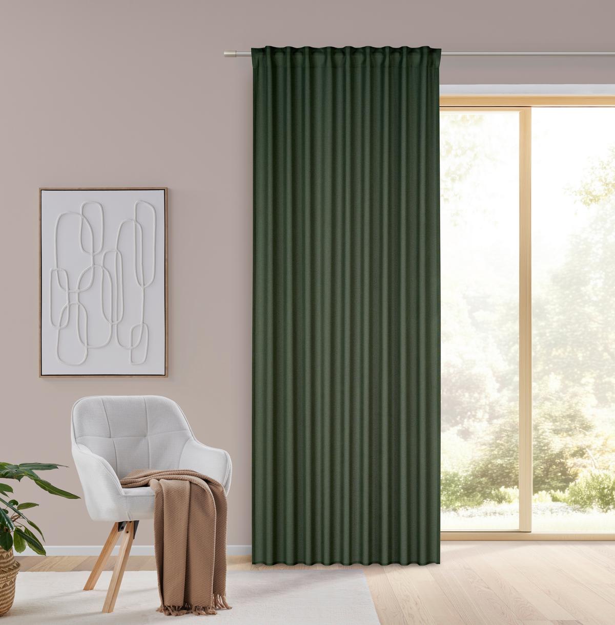 Fertigvorhang Ulrich In Dunkelgrün Ca. 135x245cm - Dunkelgrün, Textil (135/245cm) - Modern Living