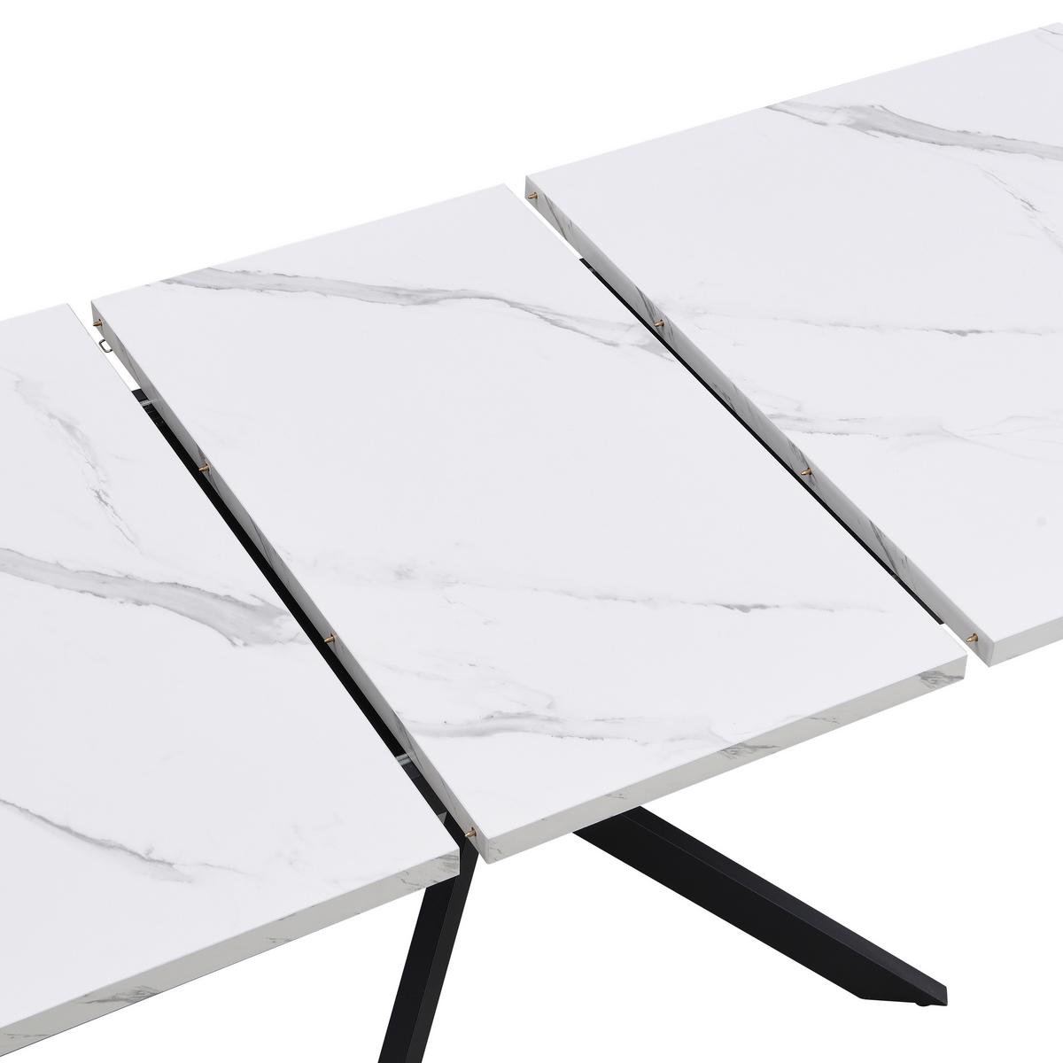 Jedilna Miza Erik, Marmor, 150-200x90 - črna/bela, Trendi, kovina/leseni material (150-200/75/90cm)