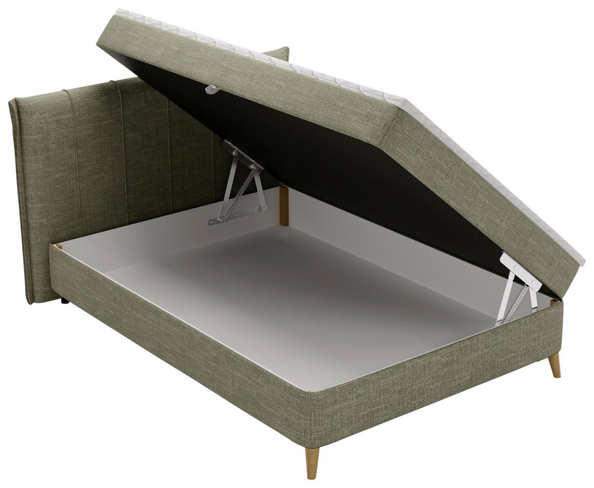 Boxbett Veloria Grün ca. 140x2000cm - Schwarz/Grün, KONVENTIONELL, Textil/Metall (140/200cm) - Based