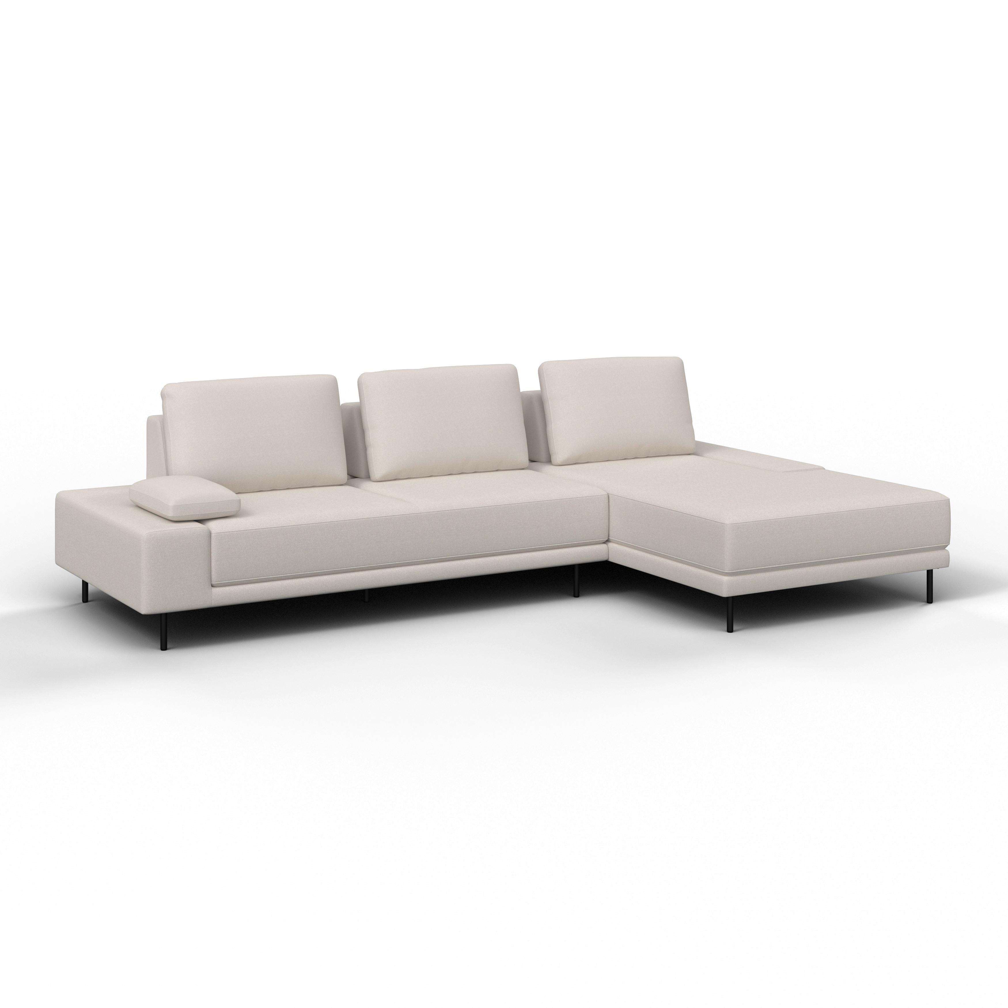 Wohnlandschaft Mani Beige Webstoff - Beige/Schwarz, MODERN, Holz/Textil (309/89,2/183,5cm) - Bessagi Home