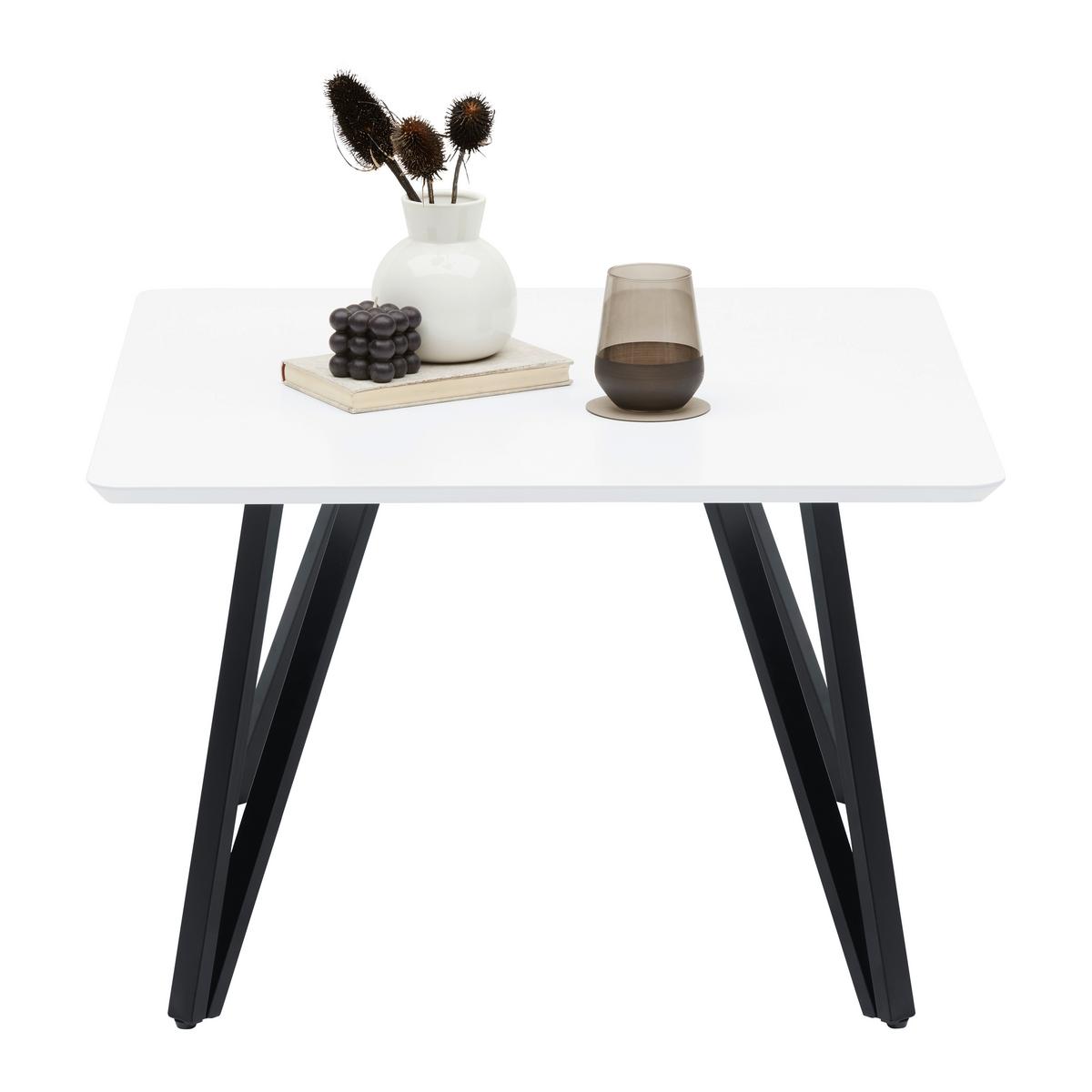 Măsuță de cafea NAPOLI - alb/negru, Modern, metal/material pe bază de lemn (70/45/70cm) - Modern Living