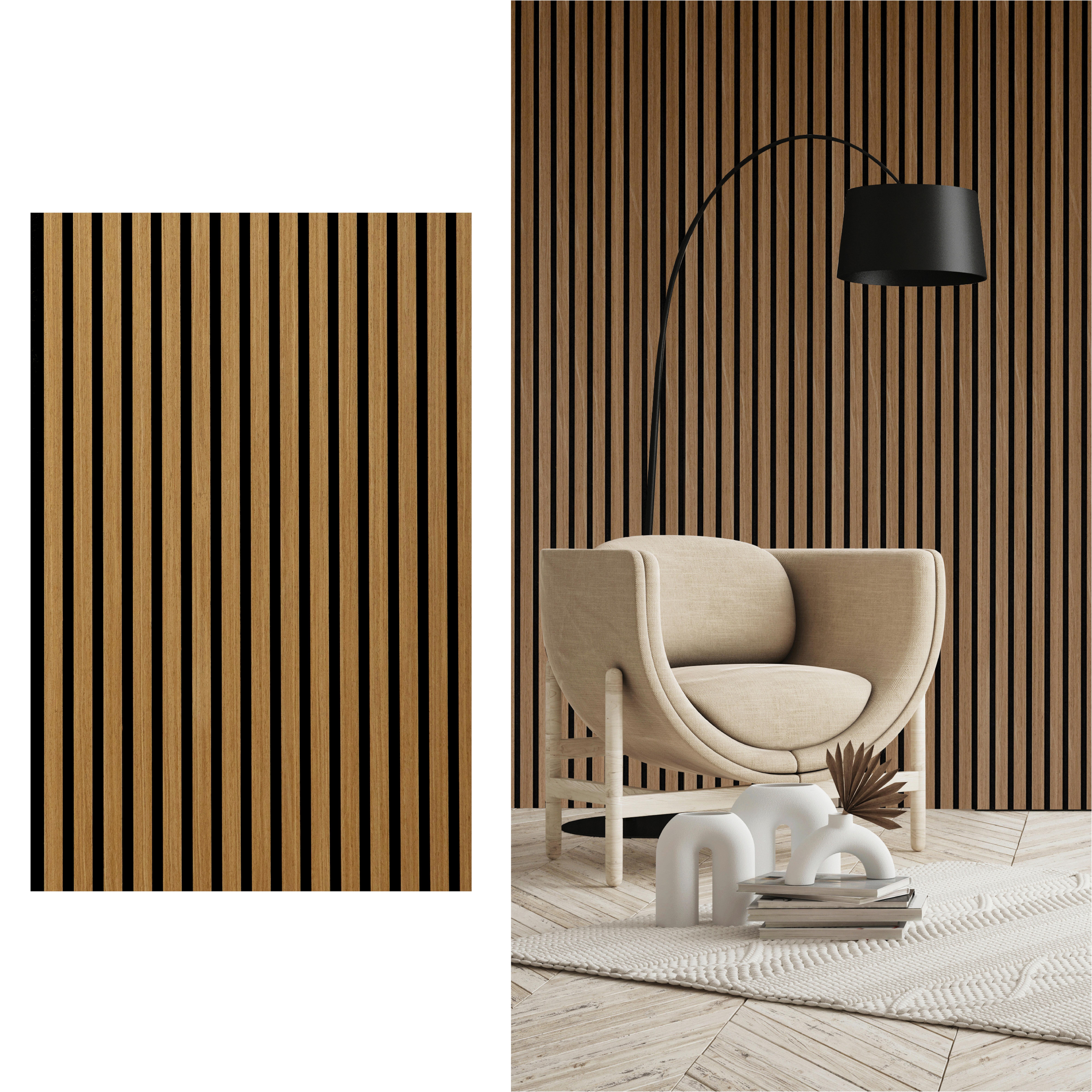 Akustikpaneel Eiche - Eichefarben, Basics, Holz/Holzwerkstoff (56/120/1.8cm) - Novel