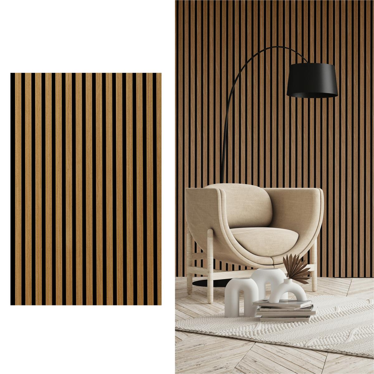 Akustikpaneel Eiche - Eichefarben, Basics, Holz/Holzwerkstoff (56/120/1.8cm) - Novel