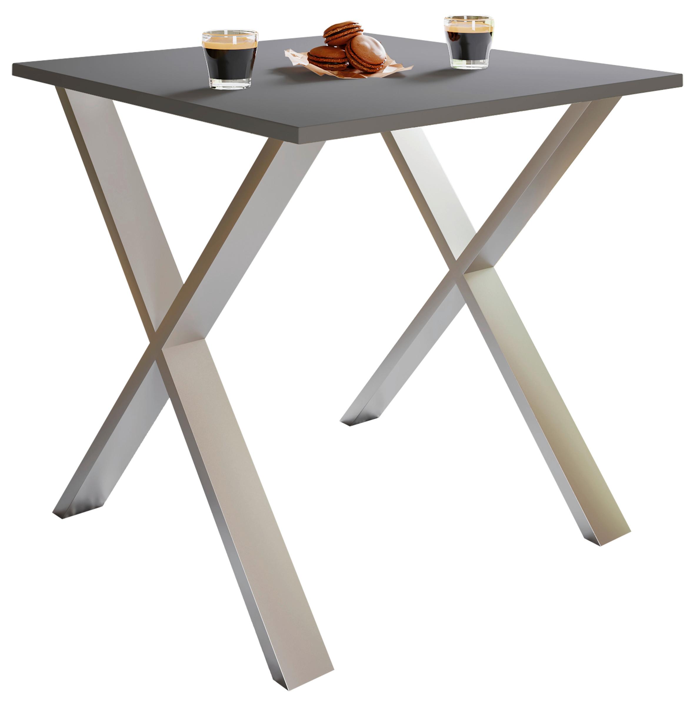 Jedilna Miza Xona, Antracit, Srebrna, 80x80cm - srebrne barve/antracit, Basics, kovina/leseni material (80/80/76cm) - MID.YOU