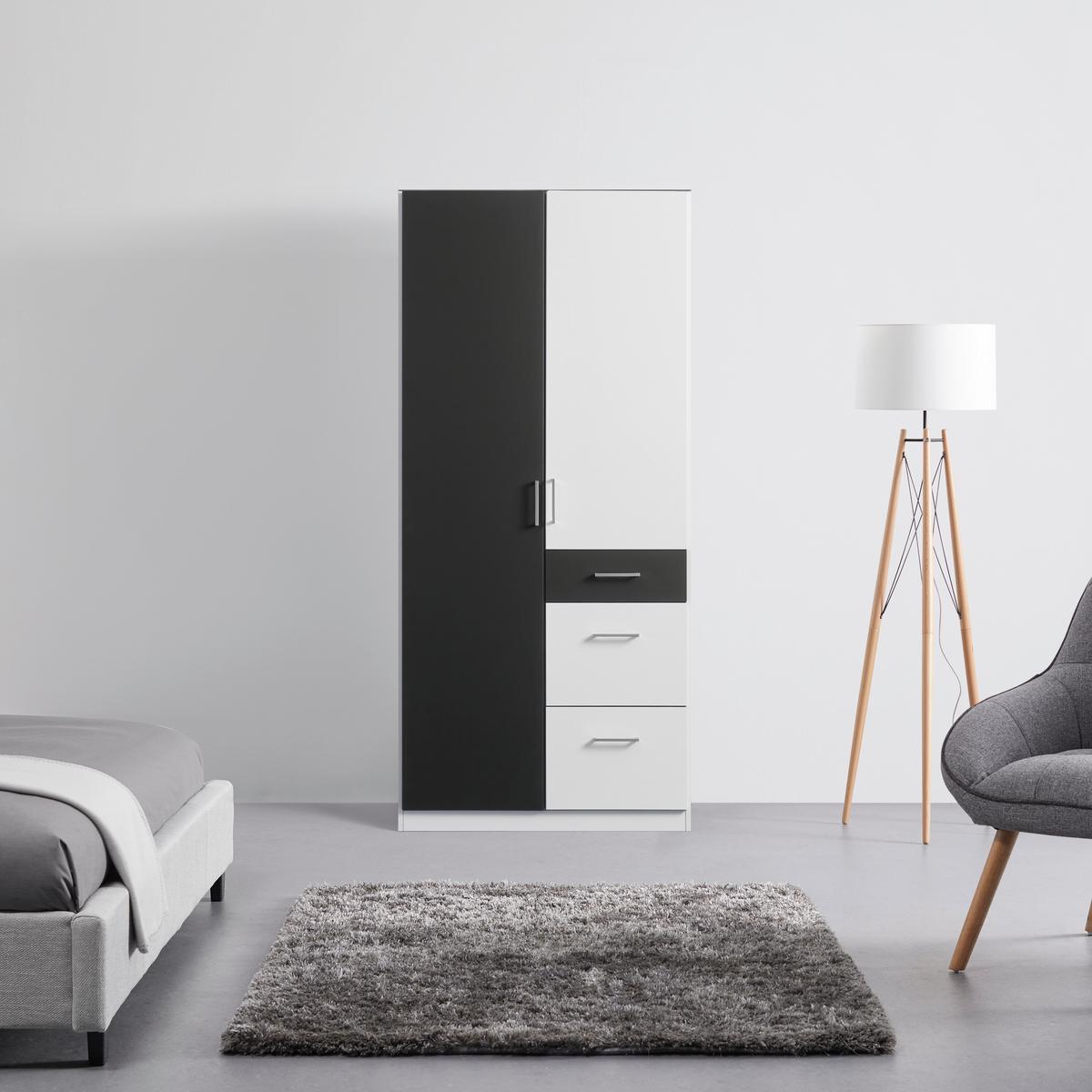 Omara S Klasičnimi Vrati Click Barva Grafita, Bela - bela/barve aluminija, Konvencionalno, umetna masa/leseni material (91/199/58cm) - Top ponudba