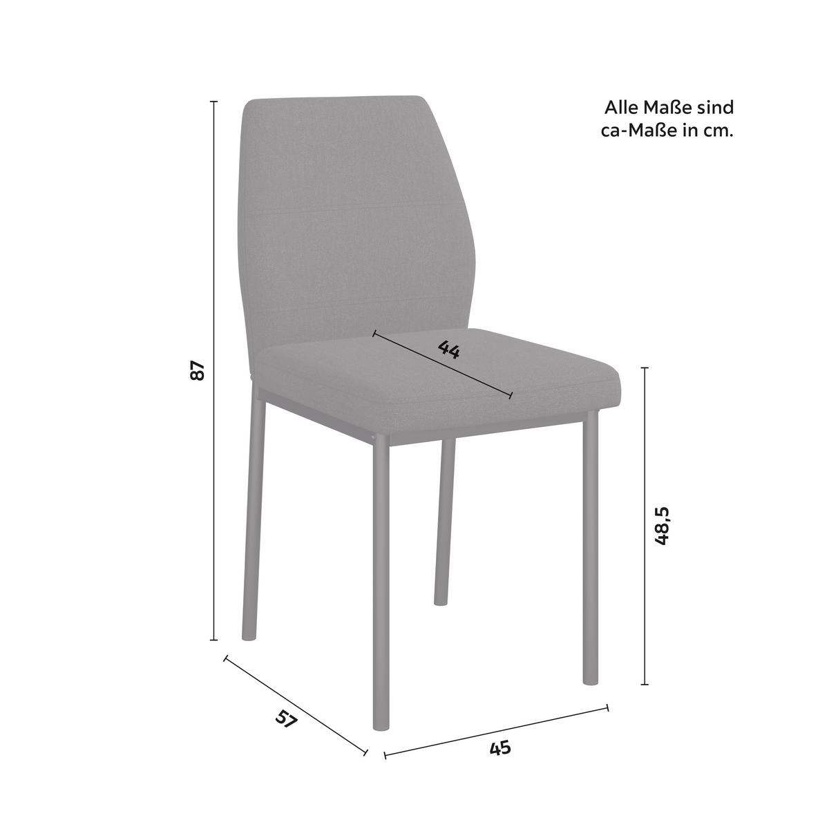 Stuhl Cori Hellgrau Webstoff Gepolstert - Hellgrau/Schwarz, MODERN, Holz/Textil (45/87/57cm) - Bessagi Home