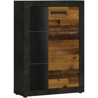 Vitrină KASSEL - culoare lemn stejar, Romantik / Landhaus, sticlă/material pe bază de lemn (78/114/35cm) - Modern Living