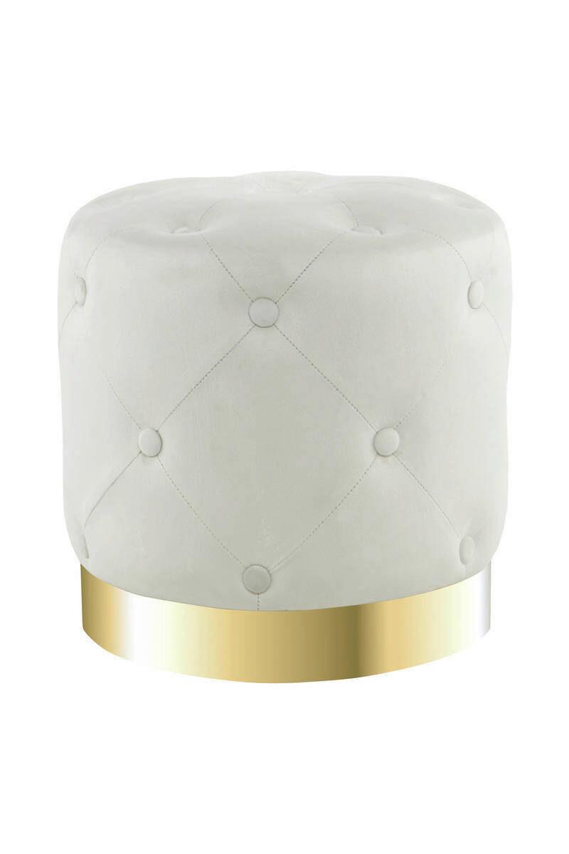 HOCKER Samt-Hocker rund in Creme - Goldfarben/Creme, Basics, Holz/Holzwerkstoff (40/40/40cm) - Kayoom