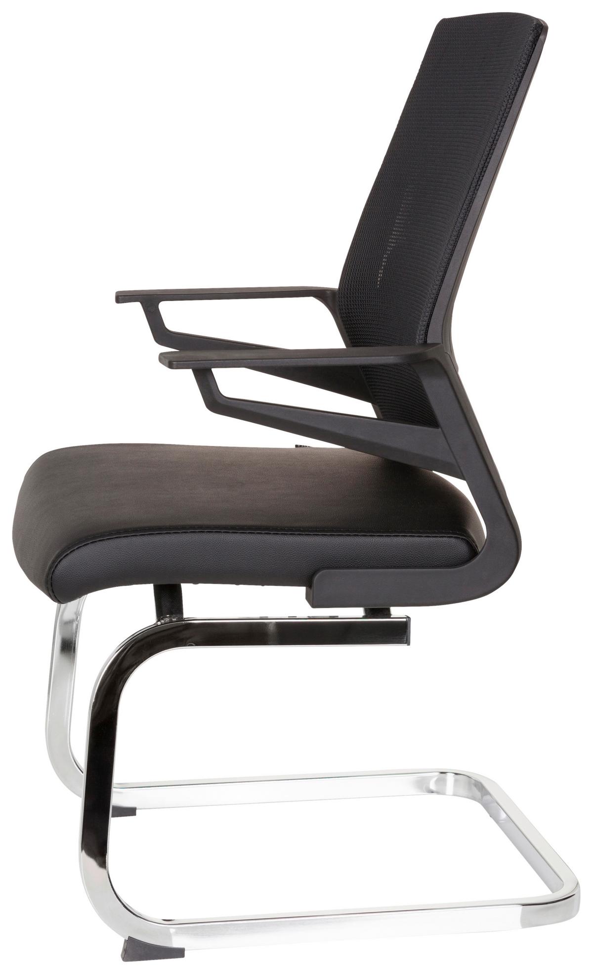 Besucherstuhl INVENTOR V PRO Schwarz - Chromfarben/Schwarz, MODERN, Kunststoff/Textil (58/95/54cm) - MID.YOU
