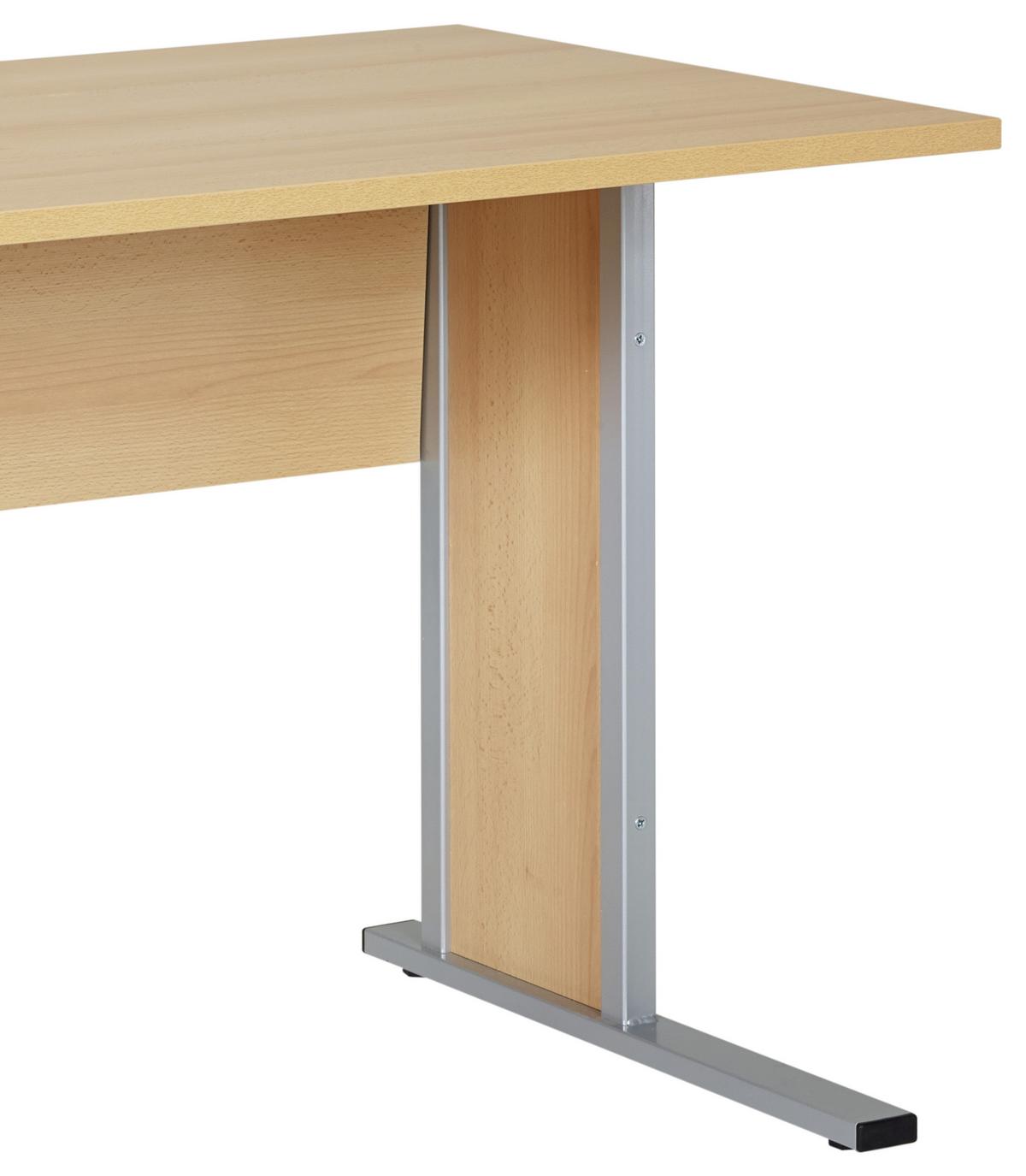 Schreibtisch "Serie 4000" ca 140x65 cm , buche - Buchefarben/Silberfarben, Basics, Holzwerkstoff/Metall (140/65/72,2cm) - MID.YOU