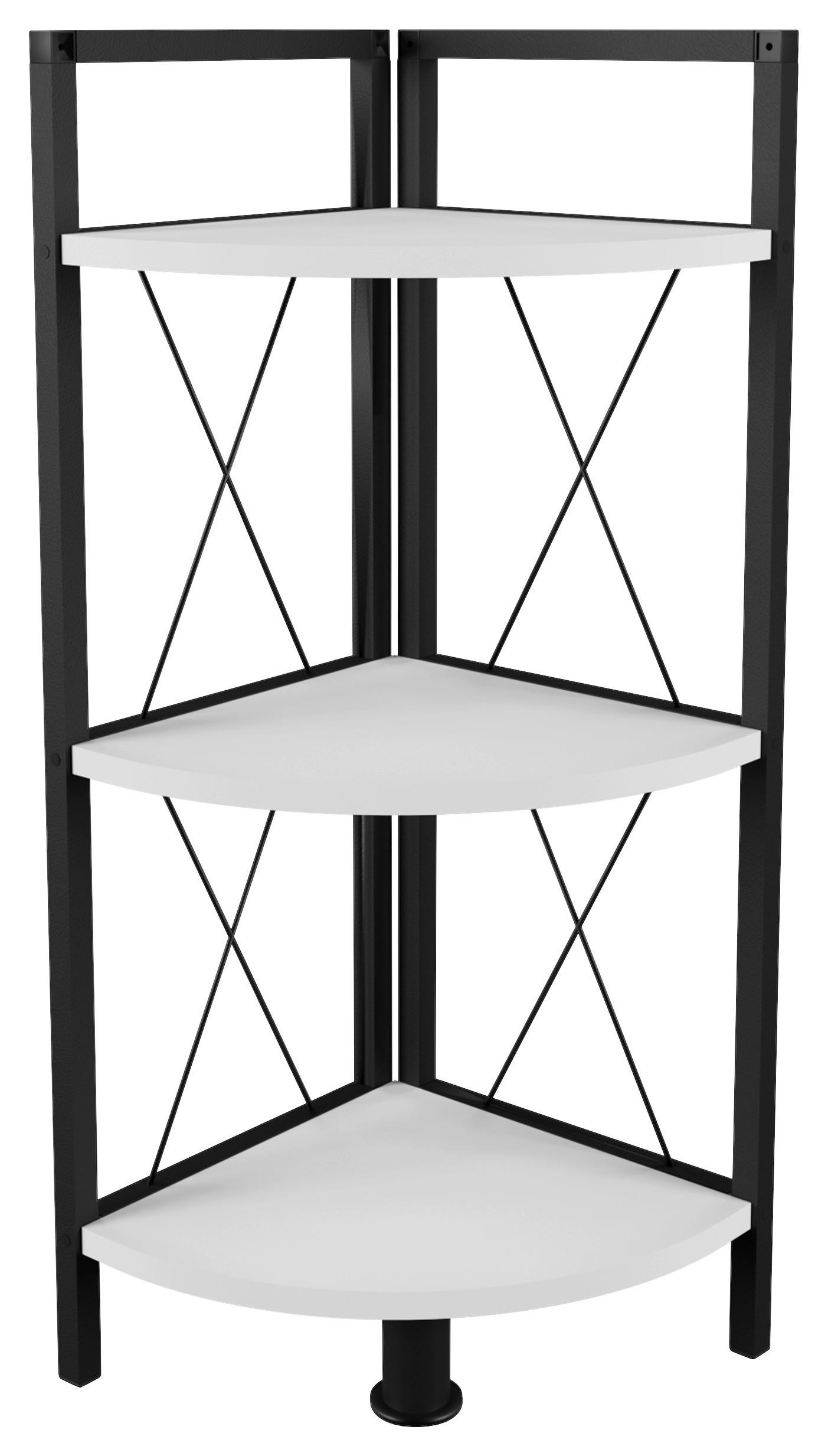 Eckregal INSASI 2 Schwarz/Weiß ca. 34x87x34 cm - Schwarz/Weiß, Design, Holzwerkstoff/Metall (34/87/34cm) - MID.YOU