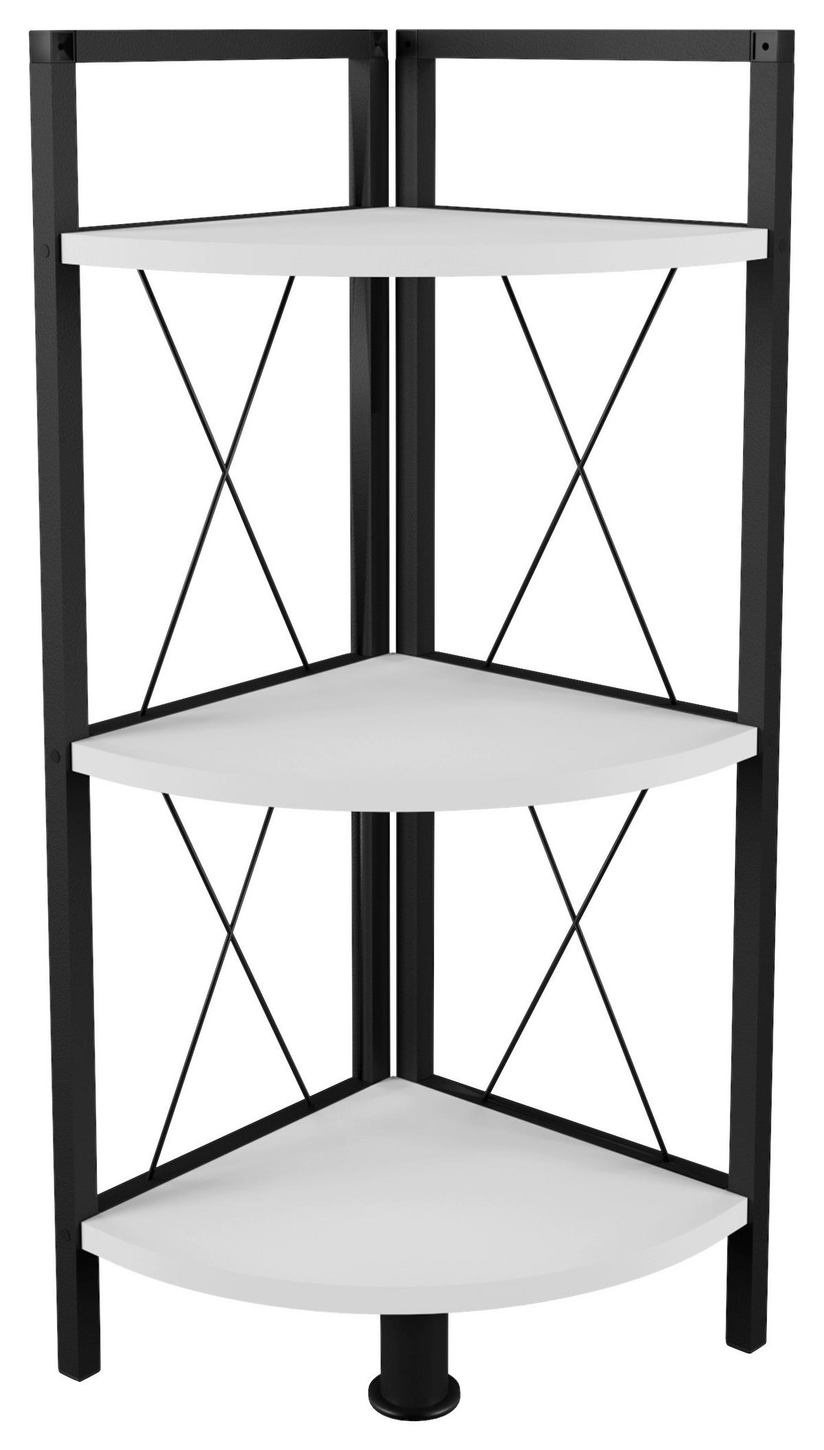 Eckregal INSASI 2 Schwarz/Weiß ca. 34x87x34 cm - Schwarz/Weiß, Design, Holzwerkstoff/Metall (34/87/34cm) - MID.YOU