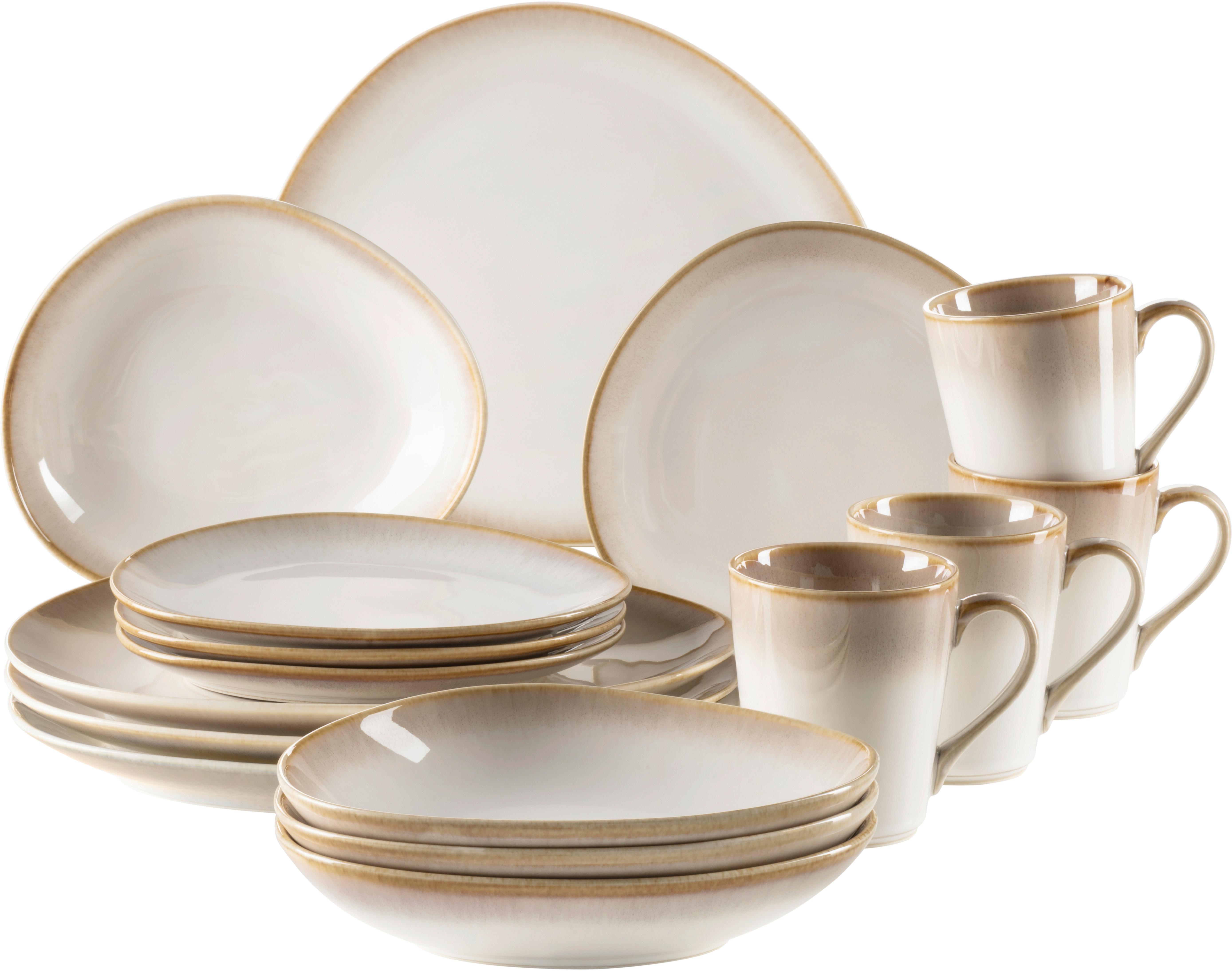 KOMBISERVICE 931991 BEIGE POSTSICHER - Weiss/Beige, Basics, Keramik (39,5/34,8/35,5cm) - Mäser