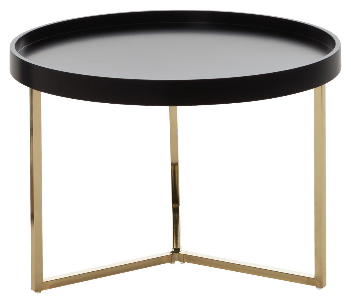 Couchtisch Eva Ø ca. 58,5 cm Schwarz - Goldfarben/Schwarz, Design, Holz/Holzwerkstoff (58,5/58,5/42cm) - MID.YOU