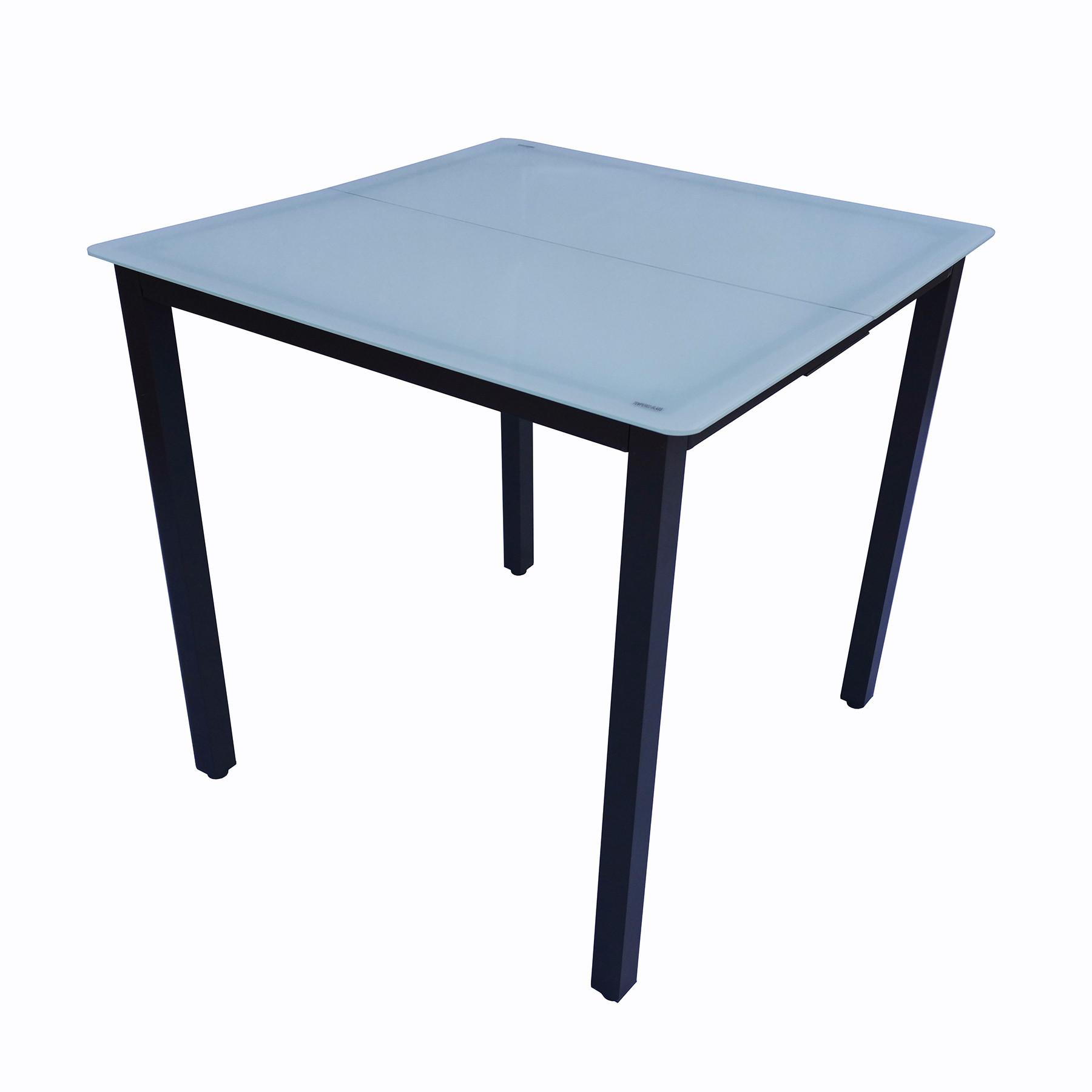 Vrtna Miza Gardenson, Aluminij, Steklo, 80x80 - črna, Basics, kovina/steklo (80/80/73cm) - Gardenson